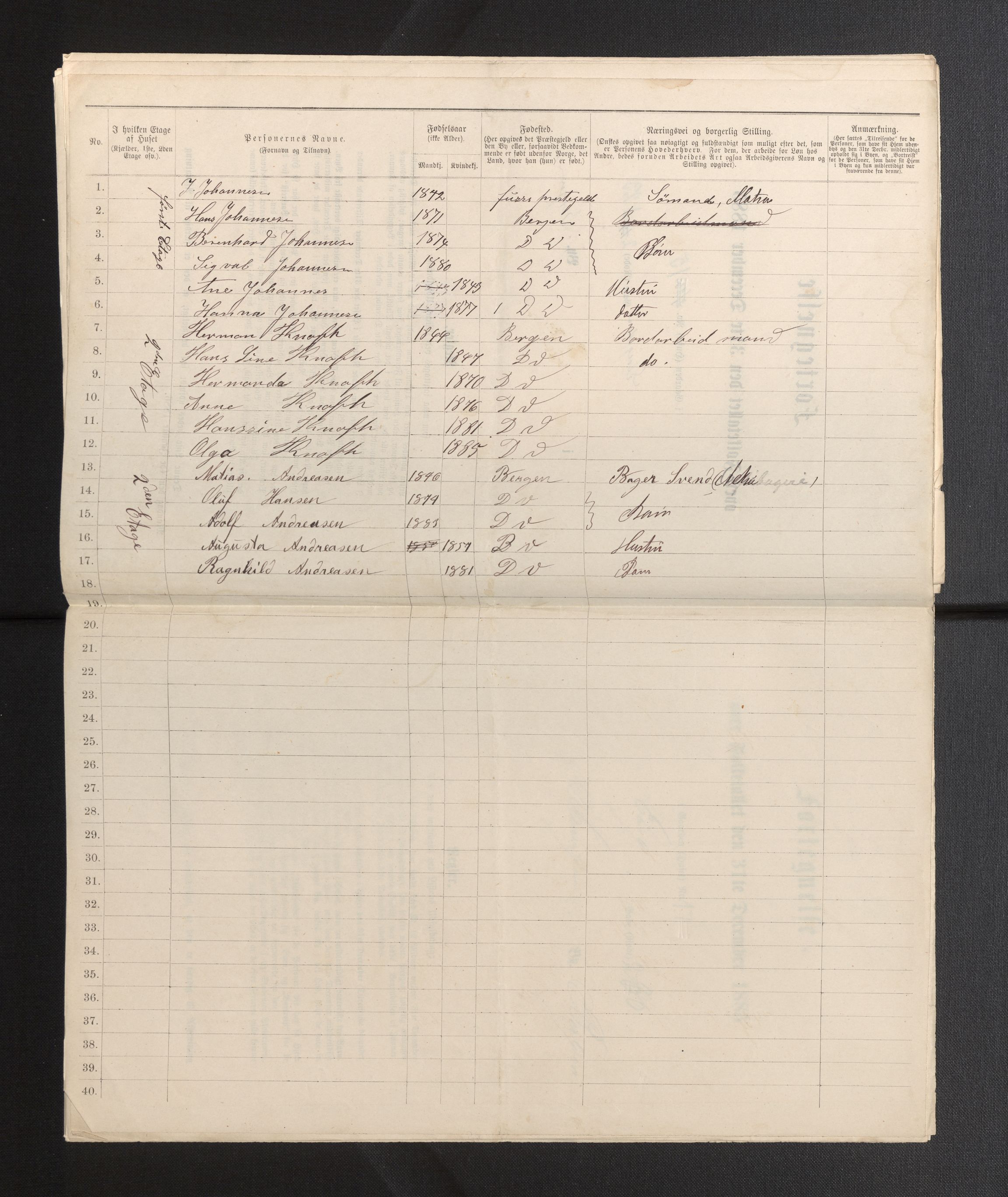 SAB, 1885 census for 1301 Bergen, 1885, p. 1034