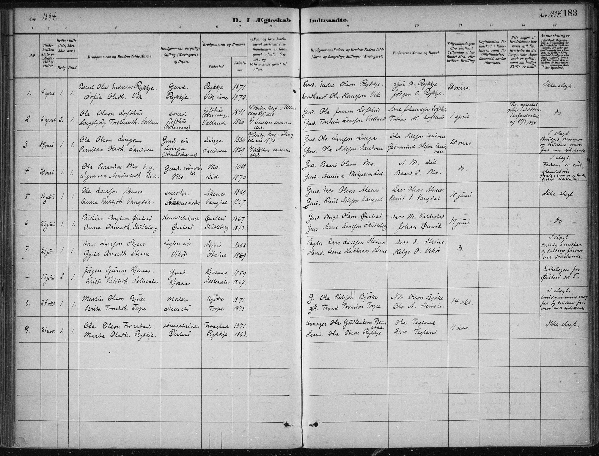 Kvam sokneprestembete, AV/SAB-A-76201/H/Haa: Parish register (official) no. B  1, 1880-1908, p. 183