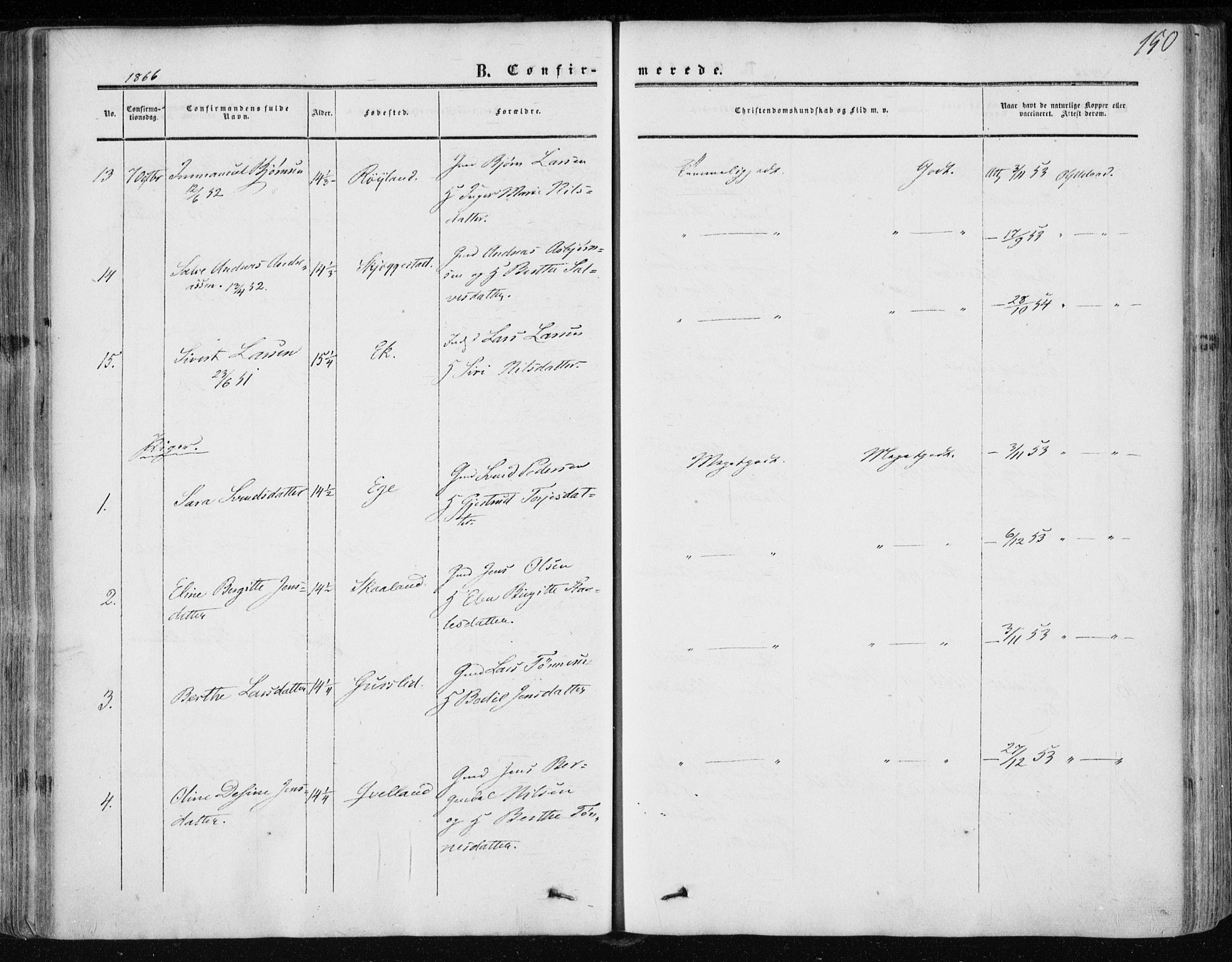 Lund sokneprestkontor, AV/SAST-A-101809/S06/L0009: Parish register (official) no. A 8, 1853-1877, p. 150