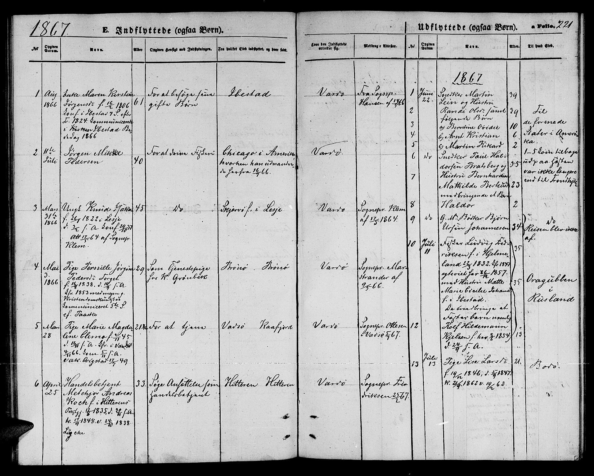 Vardø sokneprestkontor, SATØ/S-1332/H/Hb/L0002klokker: Parish register (copy) no. 2, 1861-1870, p. 221