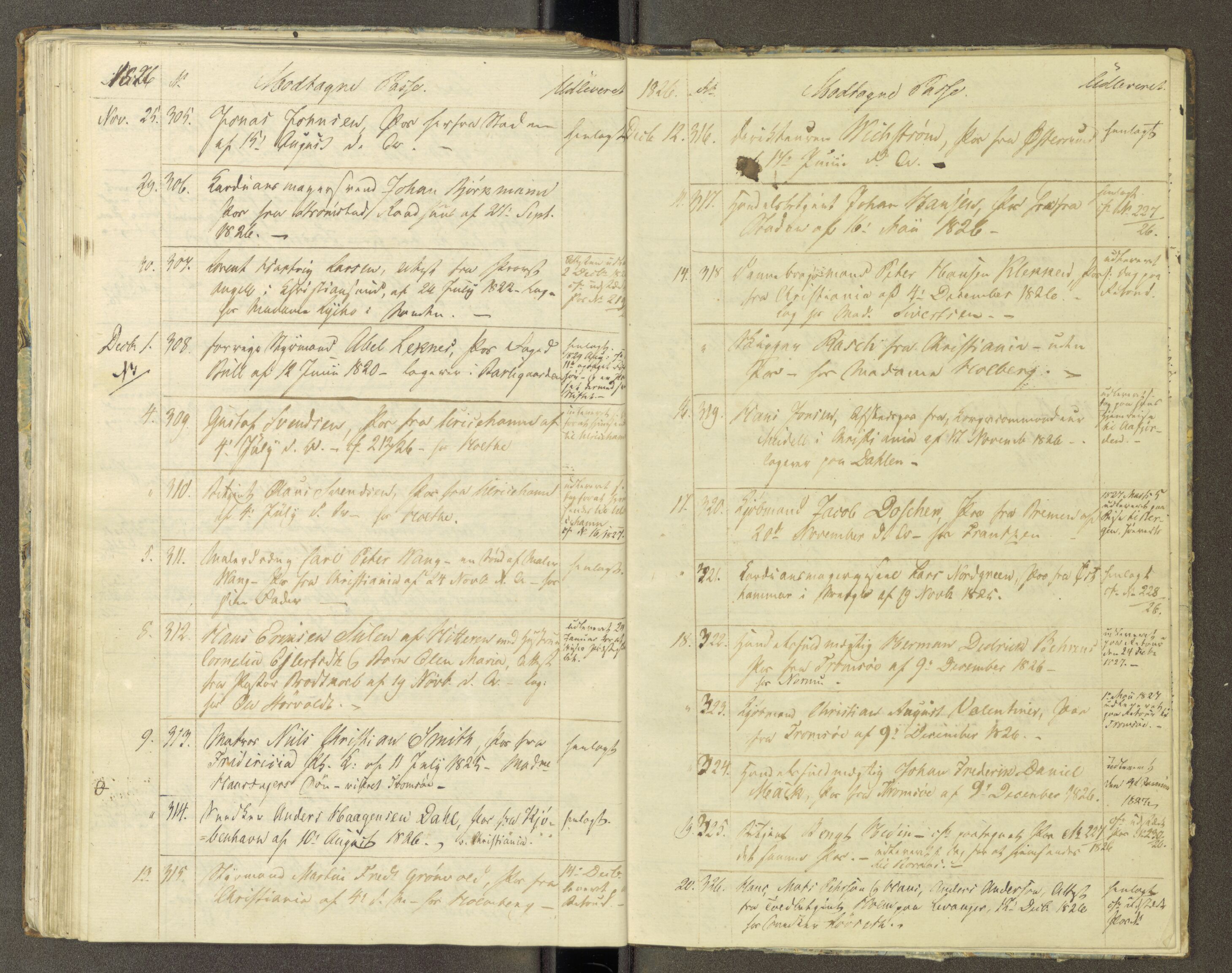 Trondheim politikammer, AV/SAT-A-1887/1/30/L0003: Passprotokoll. Første del:utstedtete pass. Andre del :innleverte/fornyede, 1823-1826