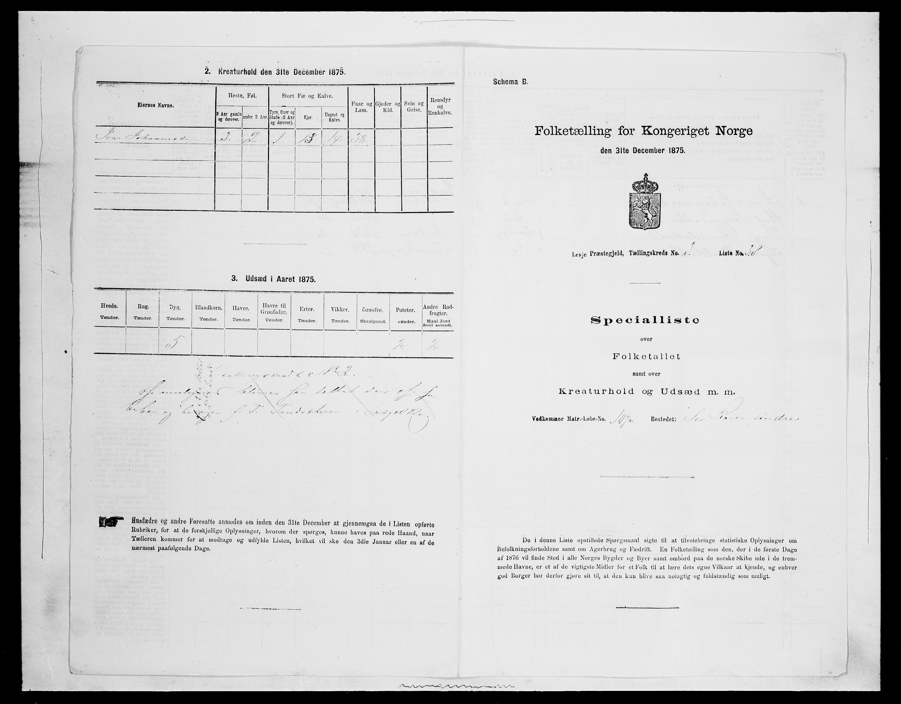 SAH, 1875 census for 0512P Lesja, 1875, p. 446