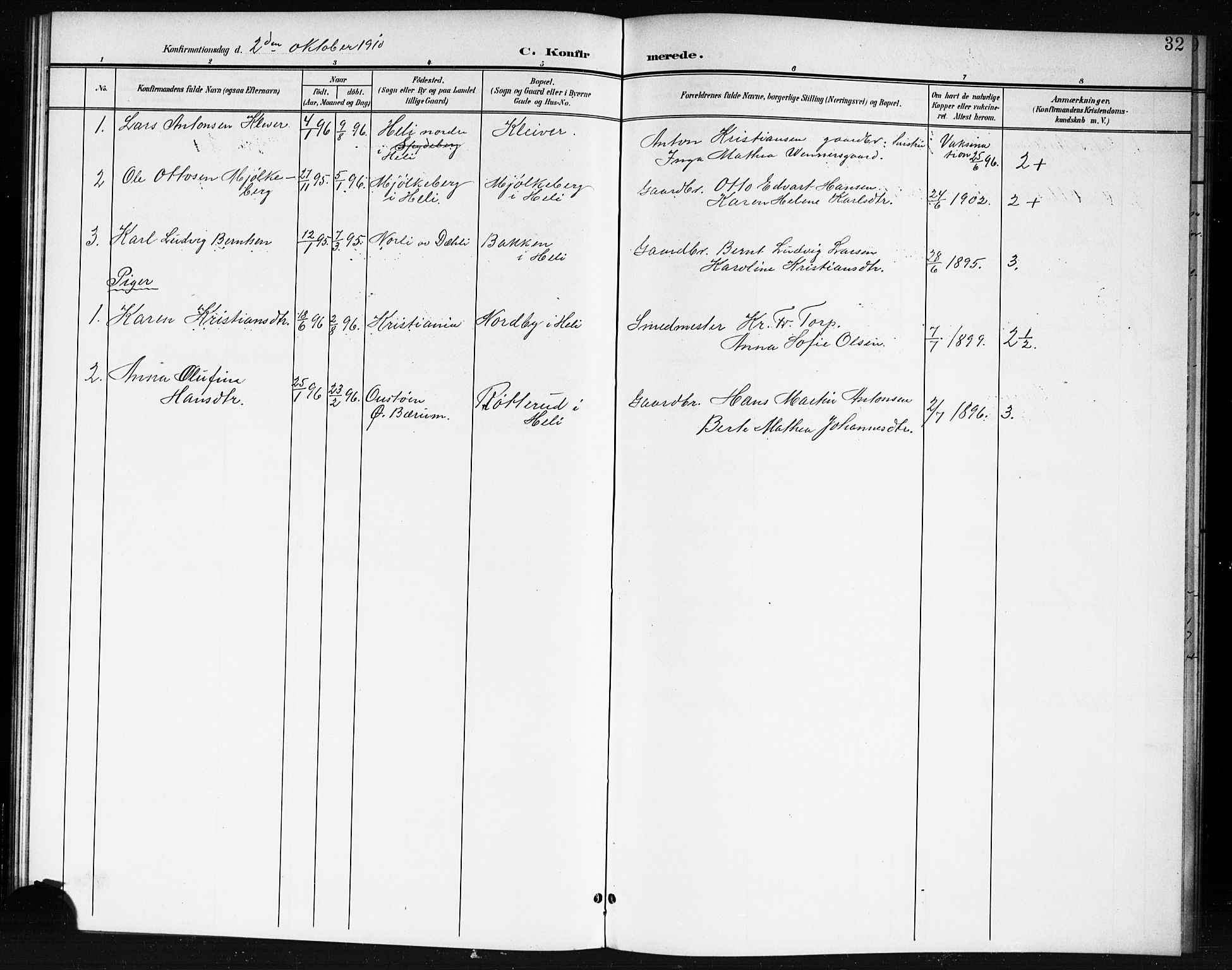 Spydeberg prestekontor Kirkebøker, SAO/A-10924/G/Gc/L0001: Parish register (copy) no. III 1, 1901-1917, p. 32
