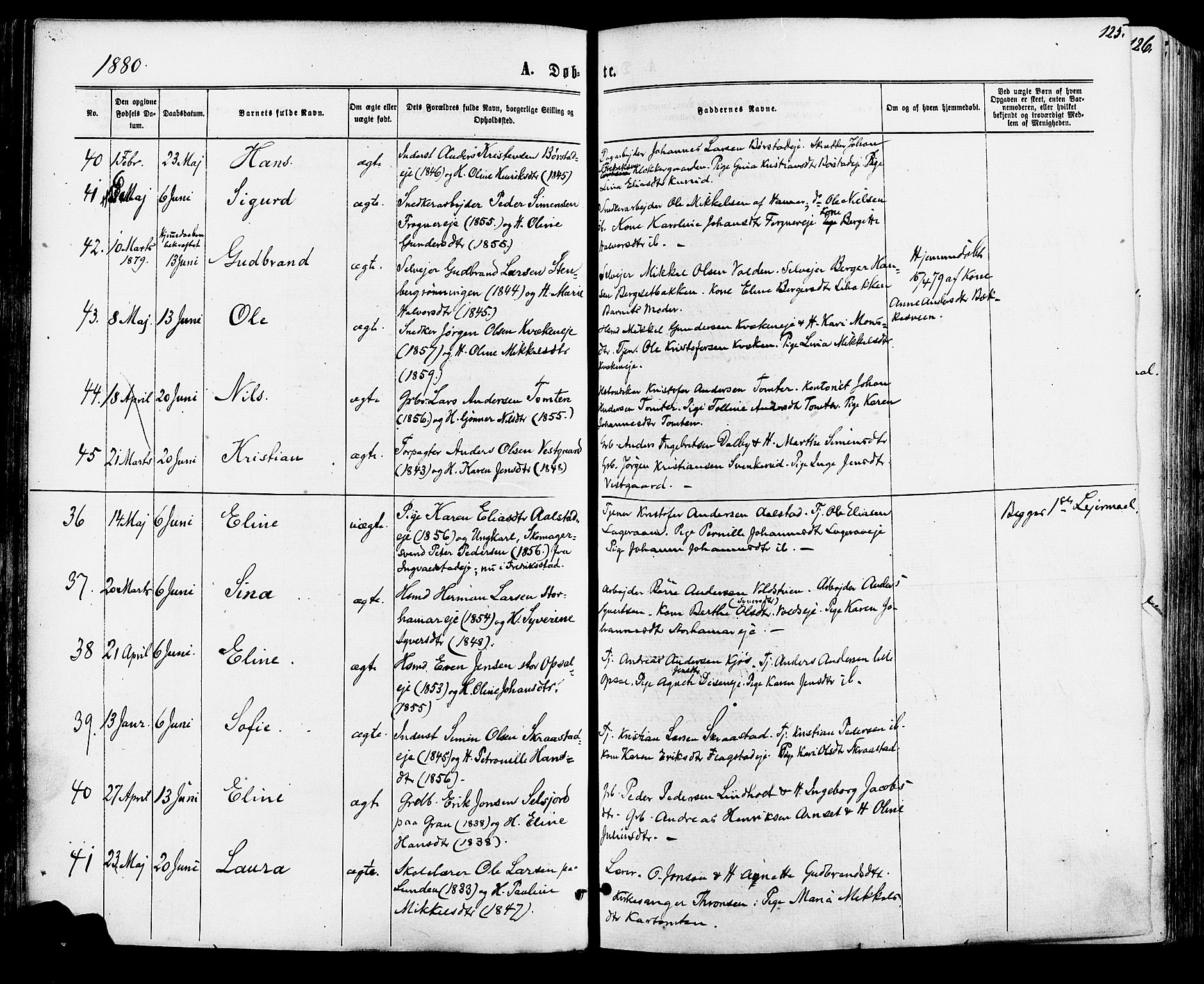 Vang prestekontor, Hedmark, AV/SAH-PREST-008/H/Ha/Haa/L0015: Parish register (official) no. 15, 1871-1885, p. 125