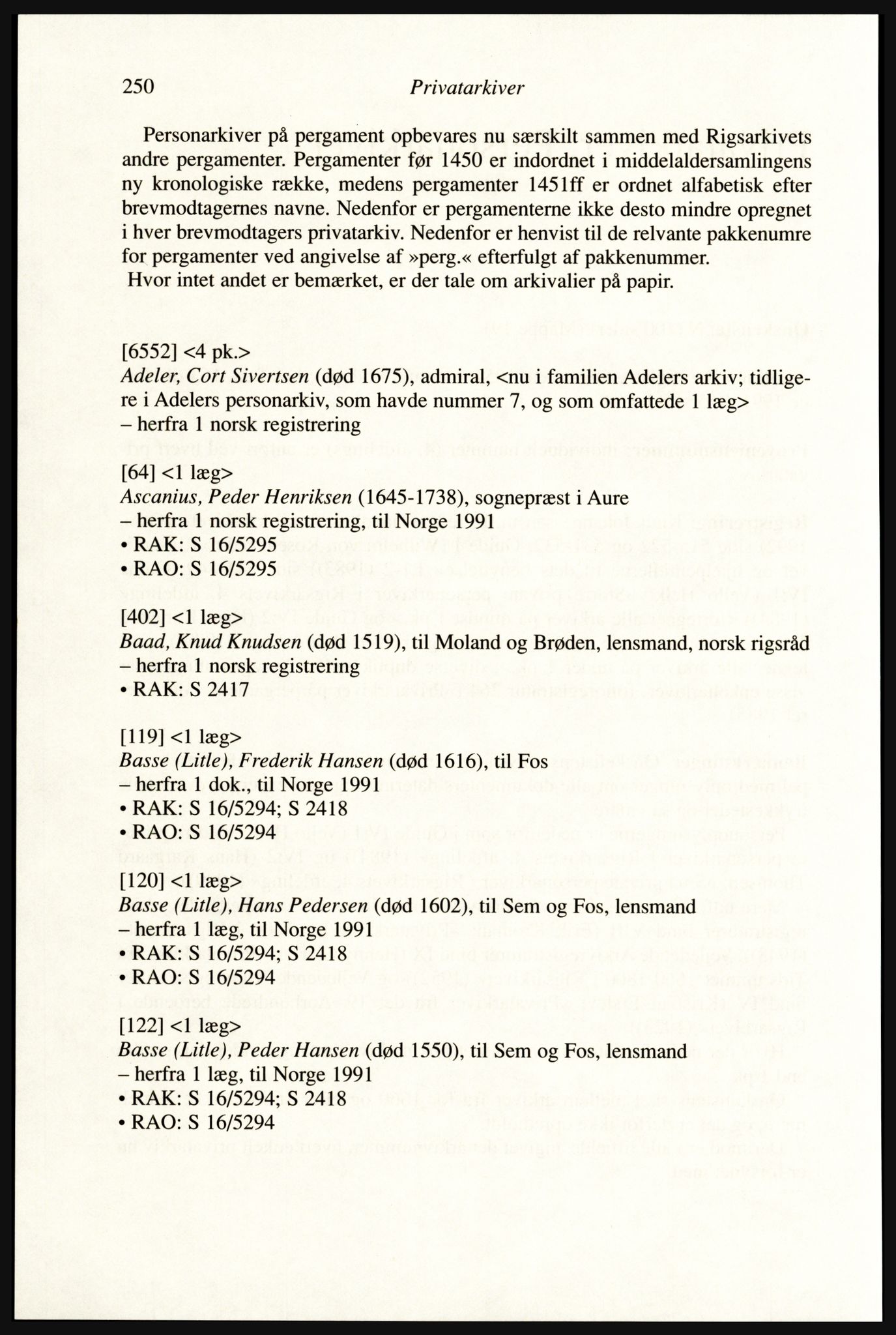 Publikasjoner utgitt av Arkivverket, PUBL/PUBL-001/A/0002: Erik Gøbel: NOREG, Tværregistratur over norgesrelevant materiale i Rigsarkivet i København (2000), 2000, p. 252