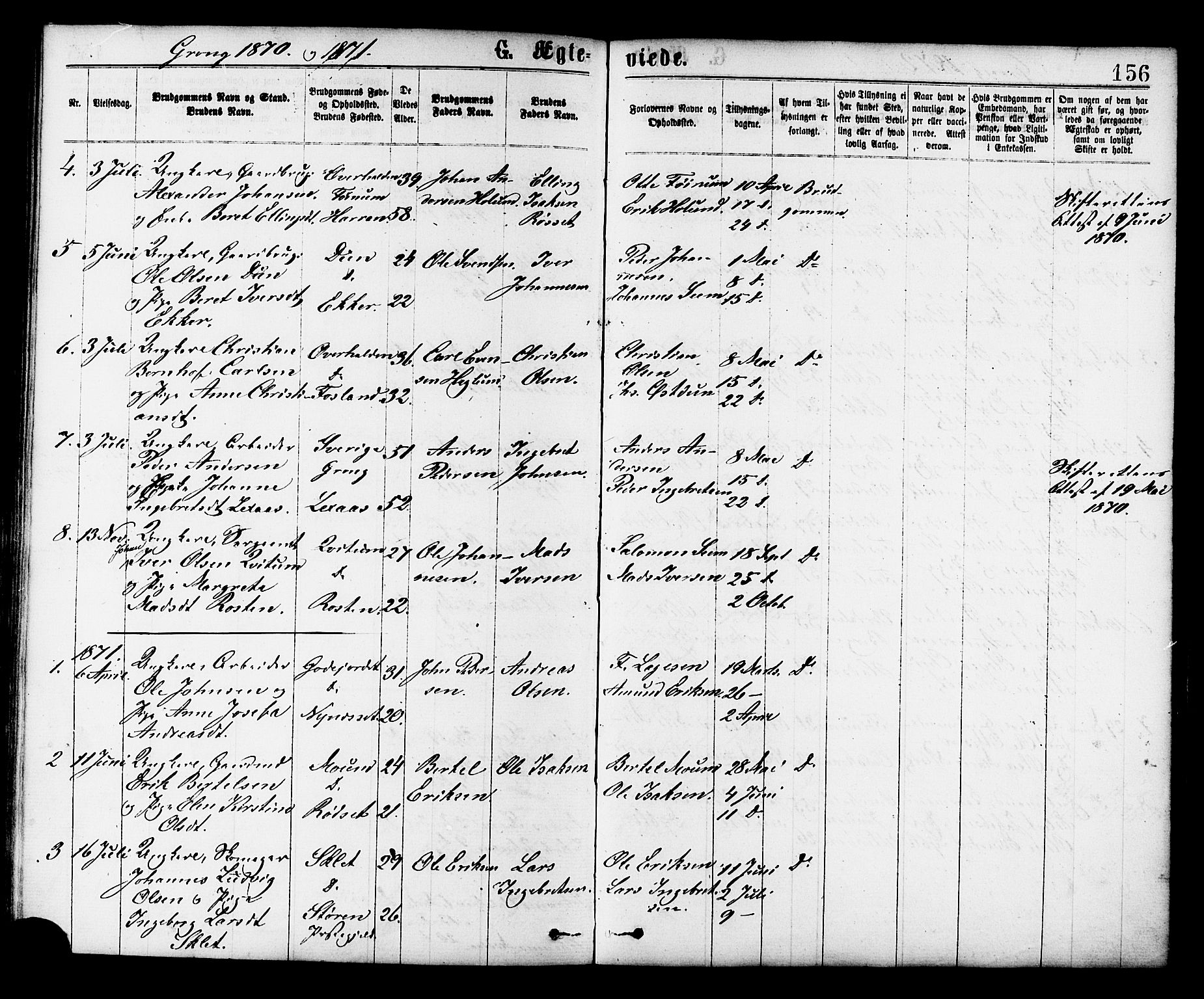 Ministerialprotokoller, klokkerbøker og fødselsregistre - Nord-Trøndelag, SAT/A-1458/758/L0516: Parish register (official) no. 758A03 /1, 1869-1879, p. 156