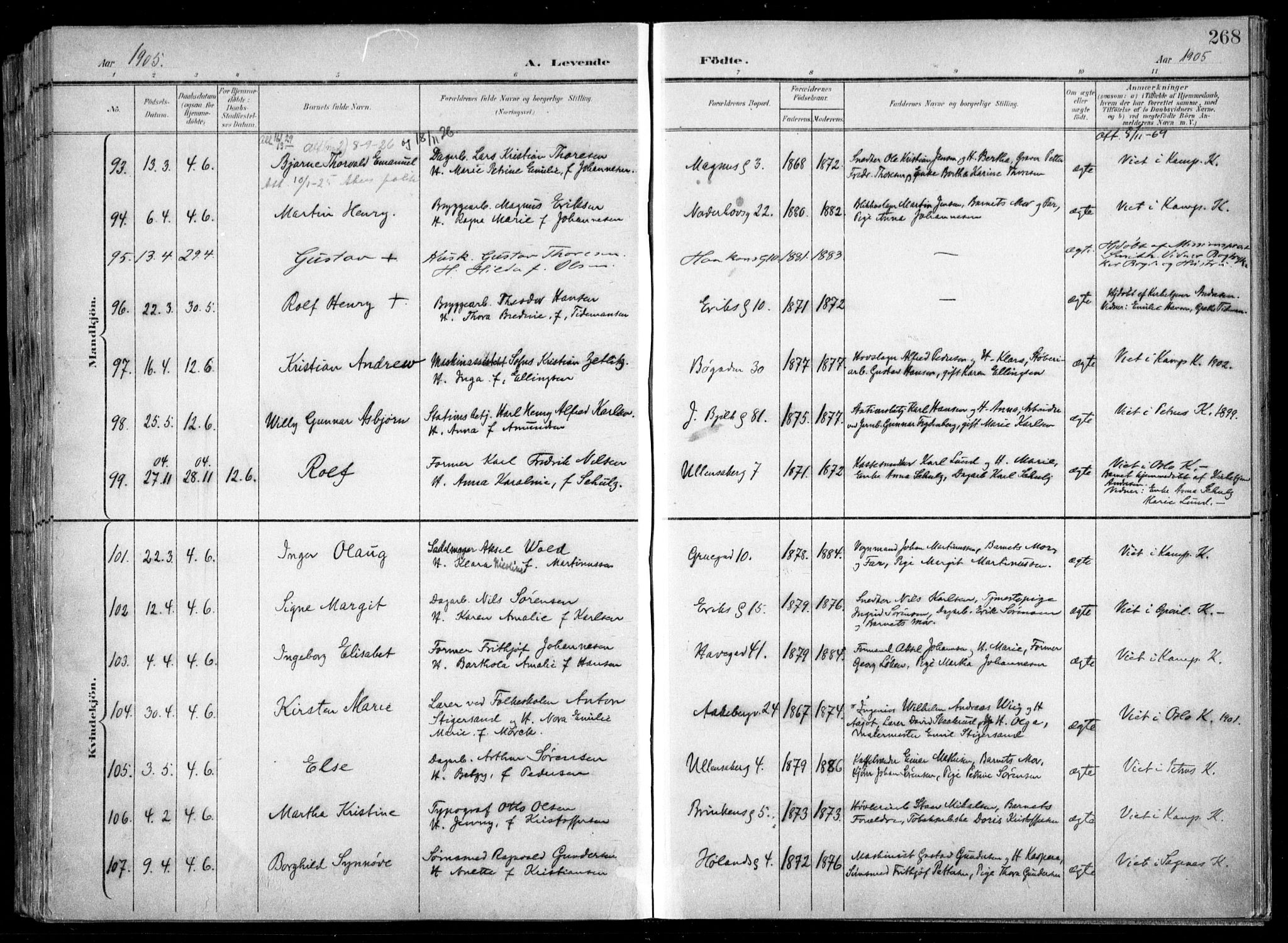 Kampen prestekontor Kirkebøker, SAO/A-10853/F/Fa/L0007: Parish register (official) no. I 7, 1897-1905, p. 268