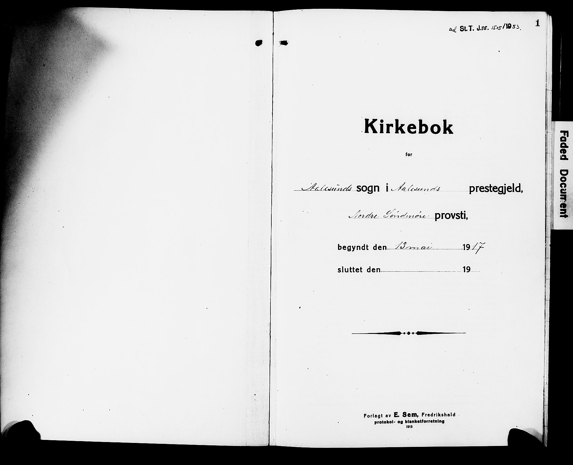 Ministerialprotokoller, klokkerbøker og fødselsregistre - Møre og Romsdal, SAT/A-1454/529/L0472: Parish register (copy) no. 529C09, 1917-1929, p. 1