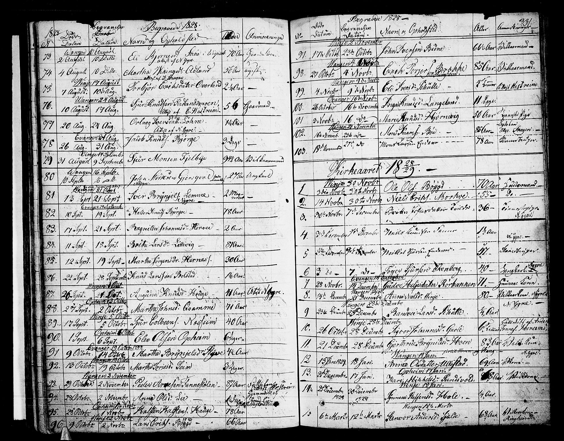 Voss sokneprestembete, SAB/A-79001/H/Haa: Parish register (official) no. A 12, 1823-1837, p. 331