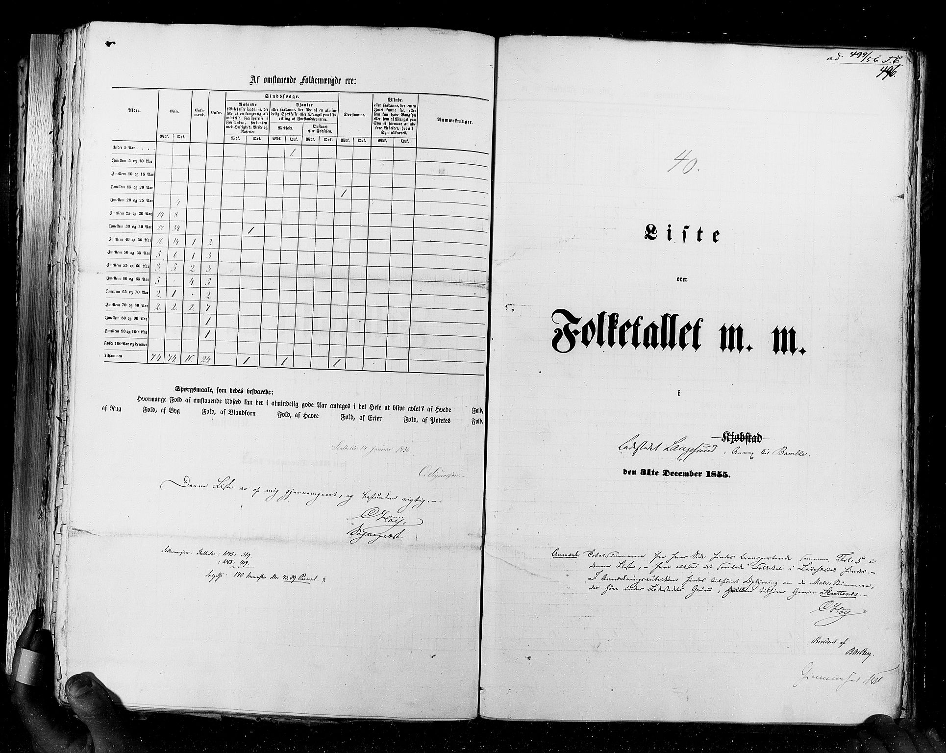 RA, Census 1855, vol. 7: Fredrikshald-Kragerø, 1855, p. 496