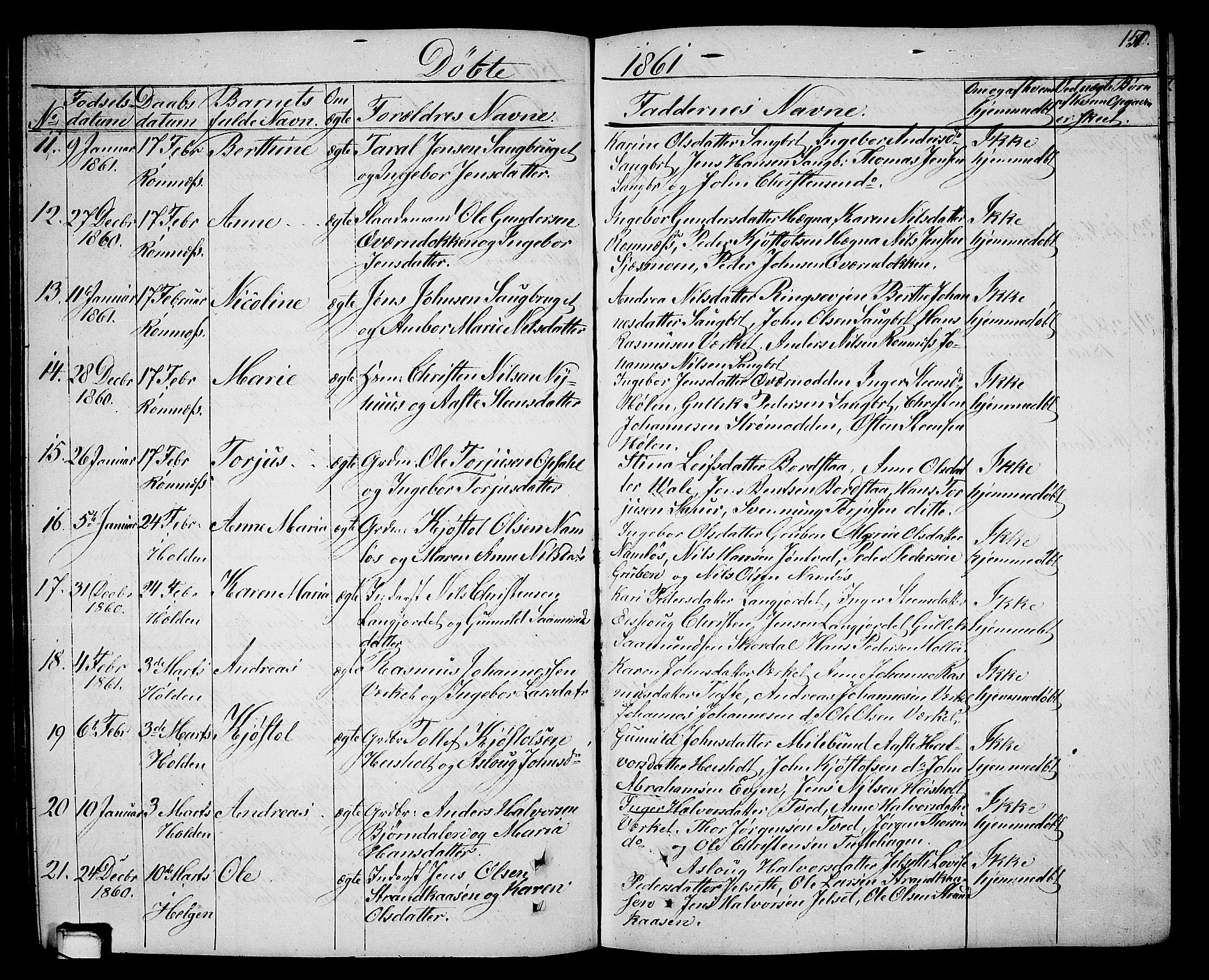 Holla kirkebøker, SAKO/A-272/G/Ga/L0003: Parish register (copy) no. I 3, 1849-1866, p. 151