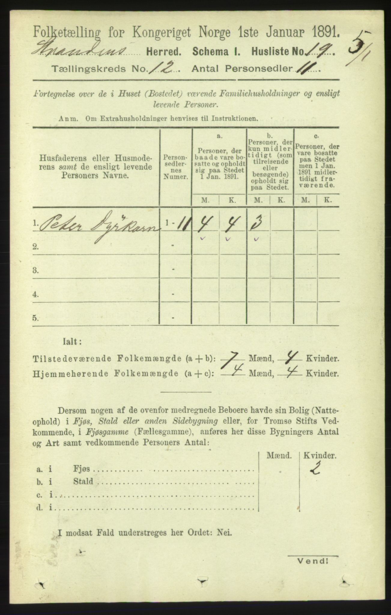 RA, 1891 census for 1525 Stranda, 1891, p. 2584
