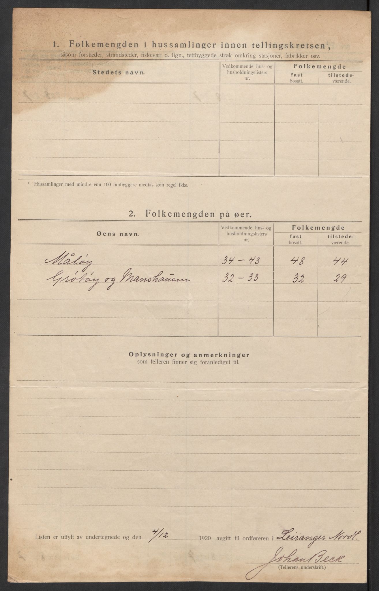 SAT, 1920 census for Leiranger, 1920, p. 26