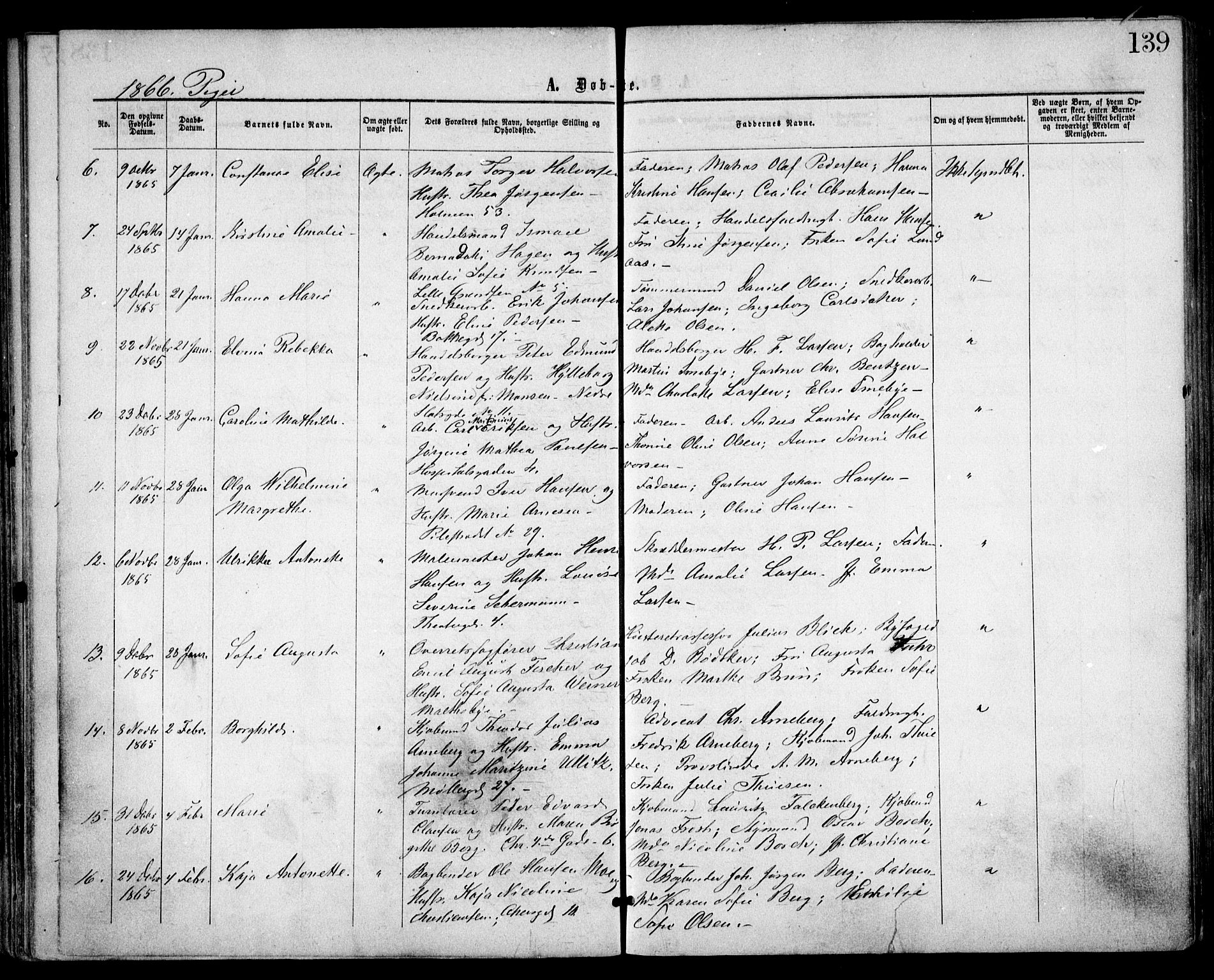 Trefoldighet prestekontor Kirkebøker, SAO/A-10882/F/Fa/L0002: Parish register (official) no. I 2, 1863-1870, p. 139