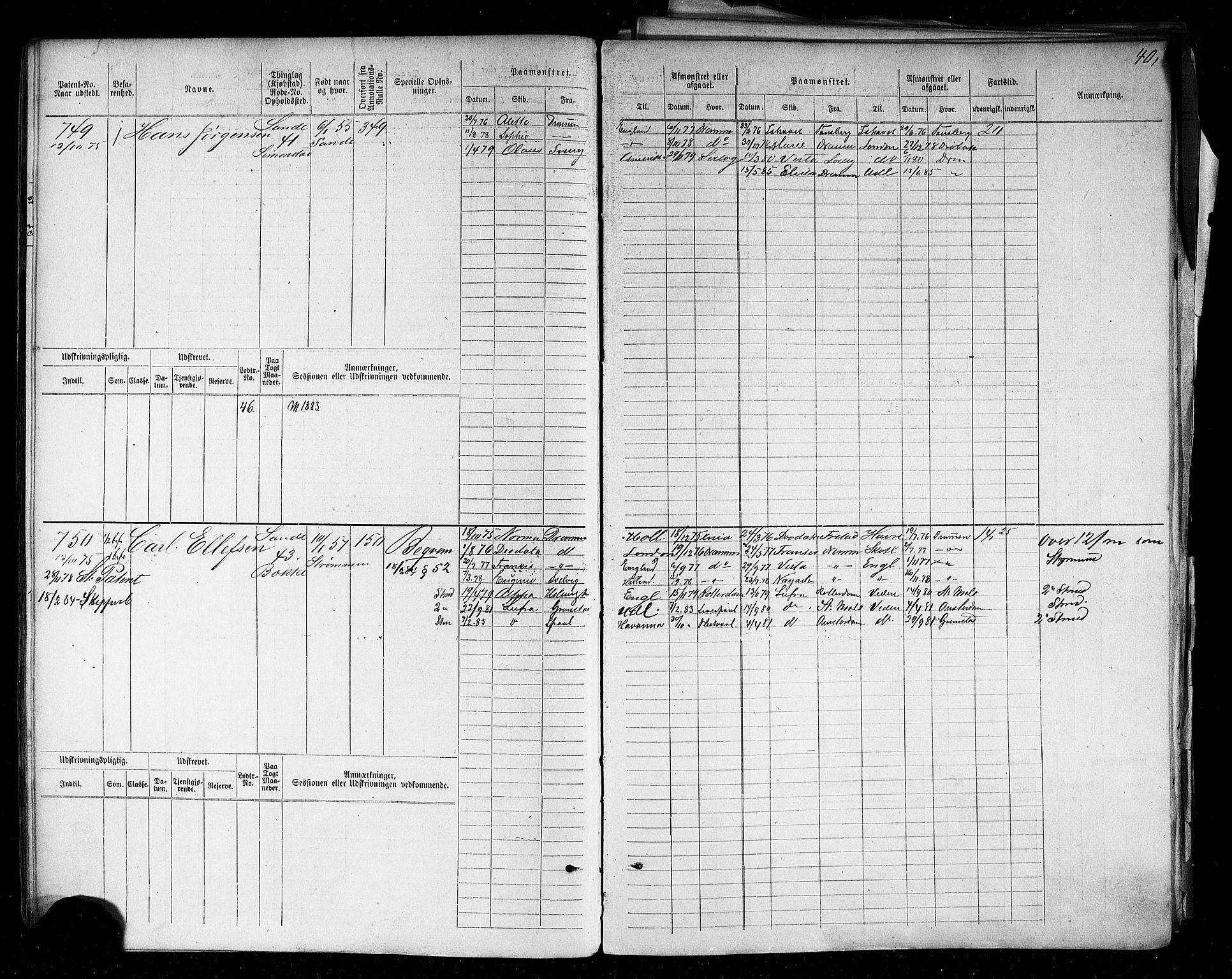 Holmestrand innrulleringskontor, AV/SAKO-A-1151/F/Fc/L0004: Hovedrulle, 1872-1913, p. 43