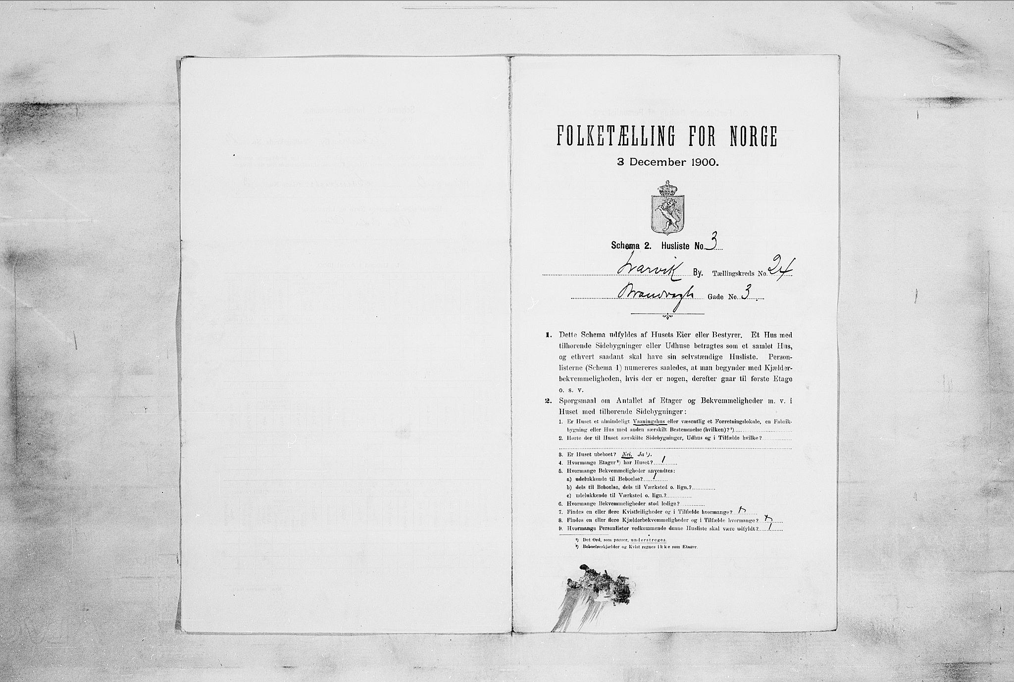 RA, 1900 census for Larvik, 1900, p. 2508