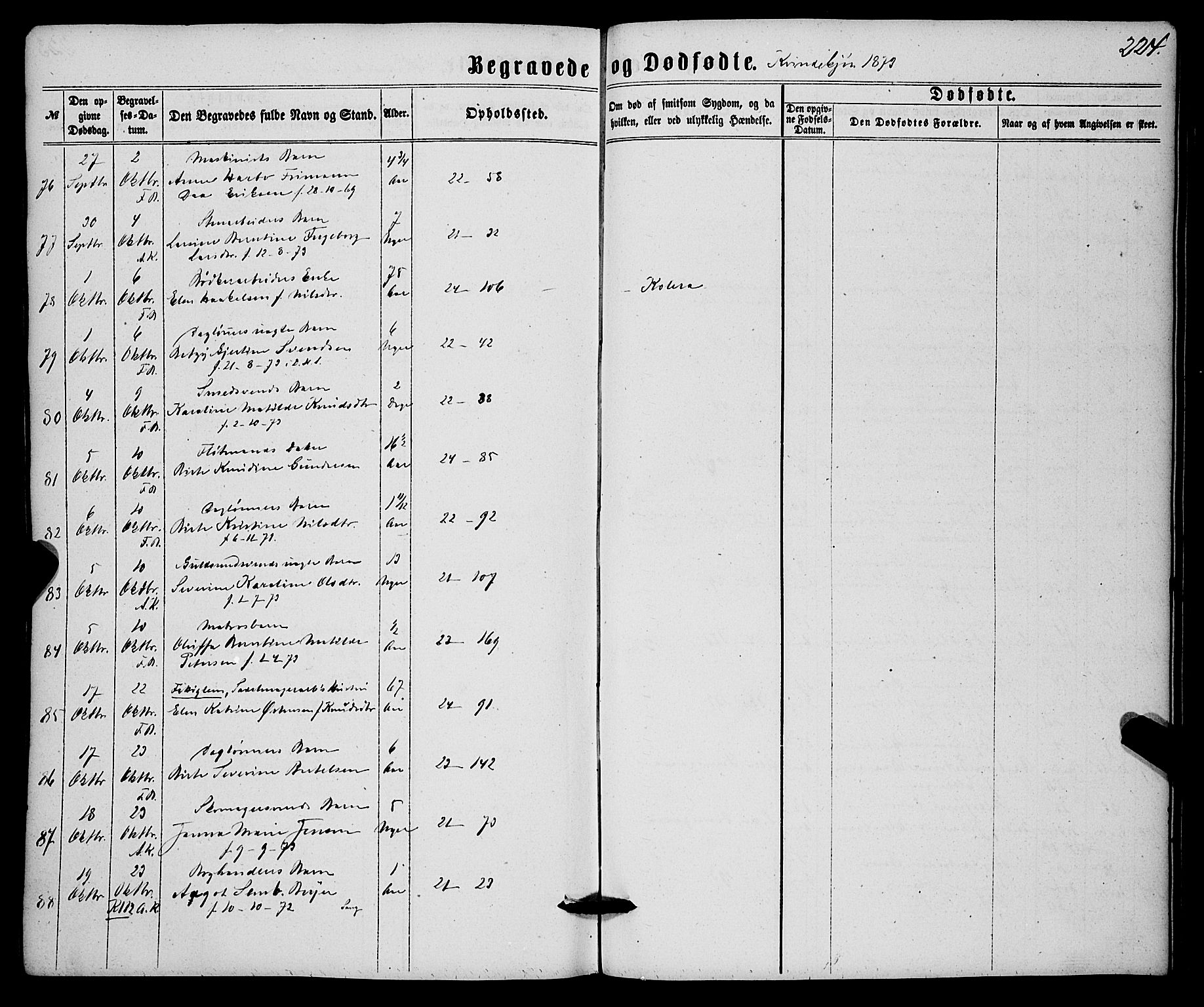 Korskirken sokneprestembete, SAB/A-76101/H/Haa/L0045: Parish register (official) no. E 3, 1863-1875, p. 224