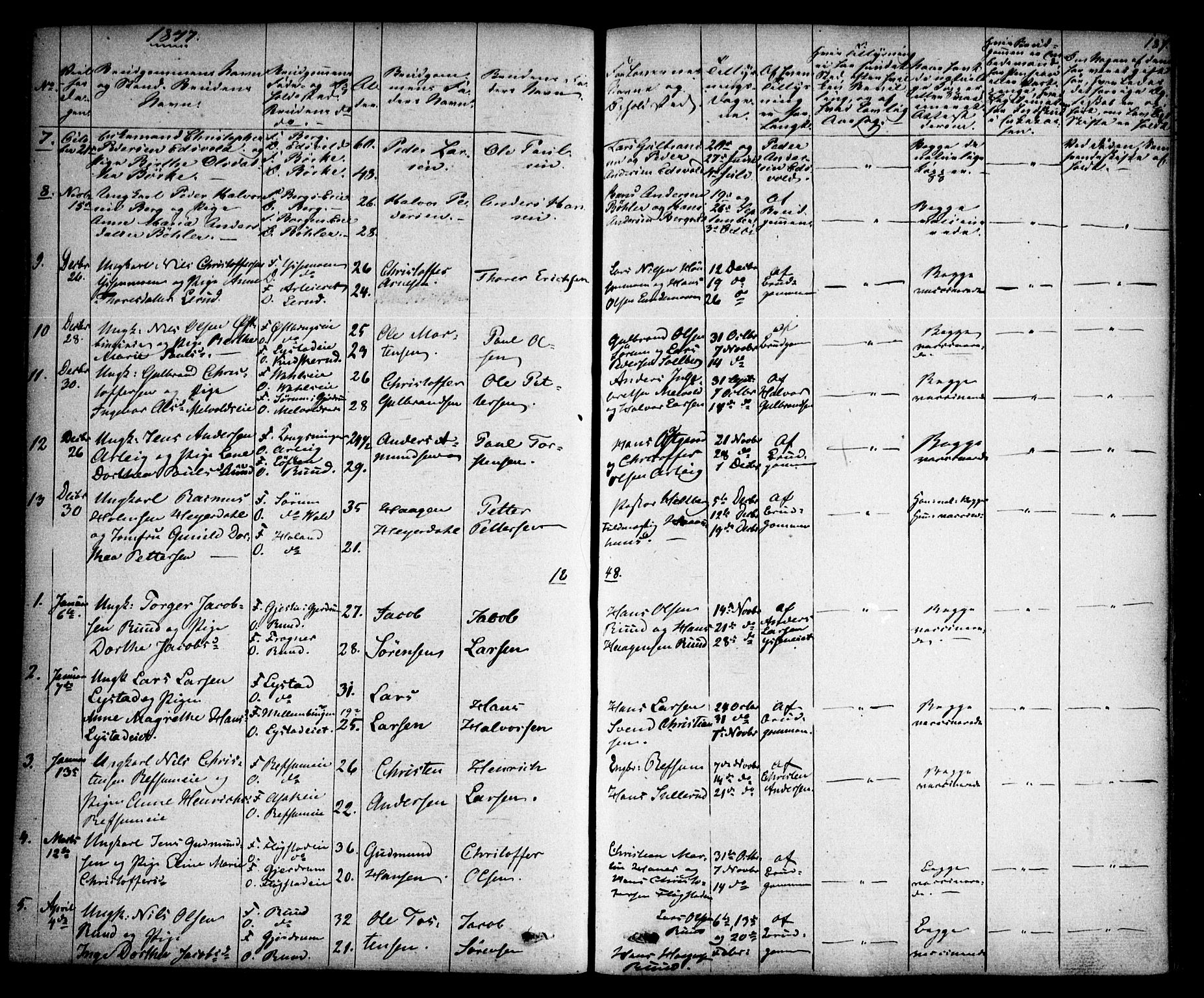 Sørum prestekontor Kirkebøker, AV/SAO-A-10303/F/Fa/L0005: Parish register (official) no. I 5, 1846-1863, p. 187