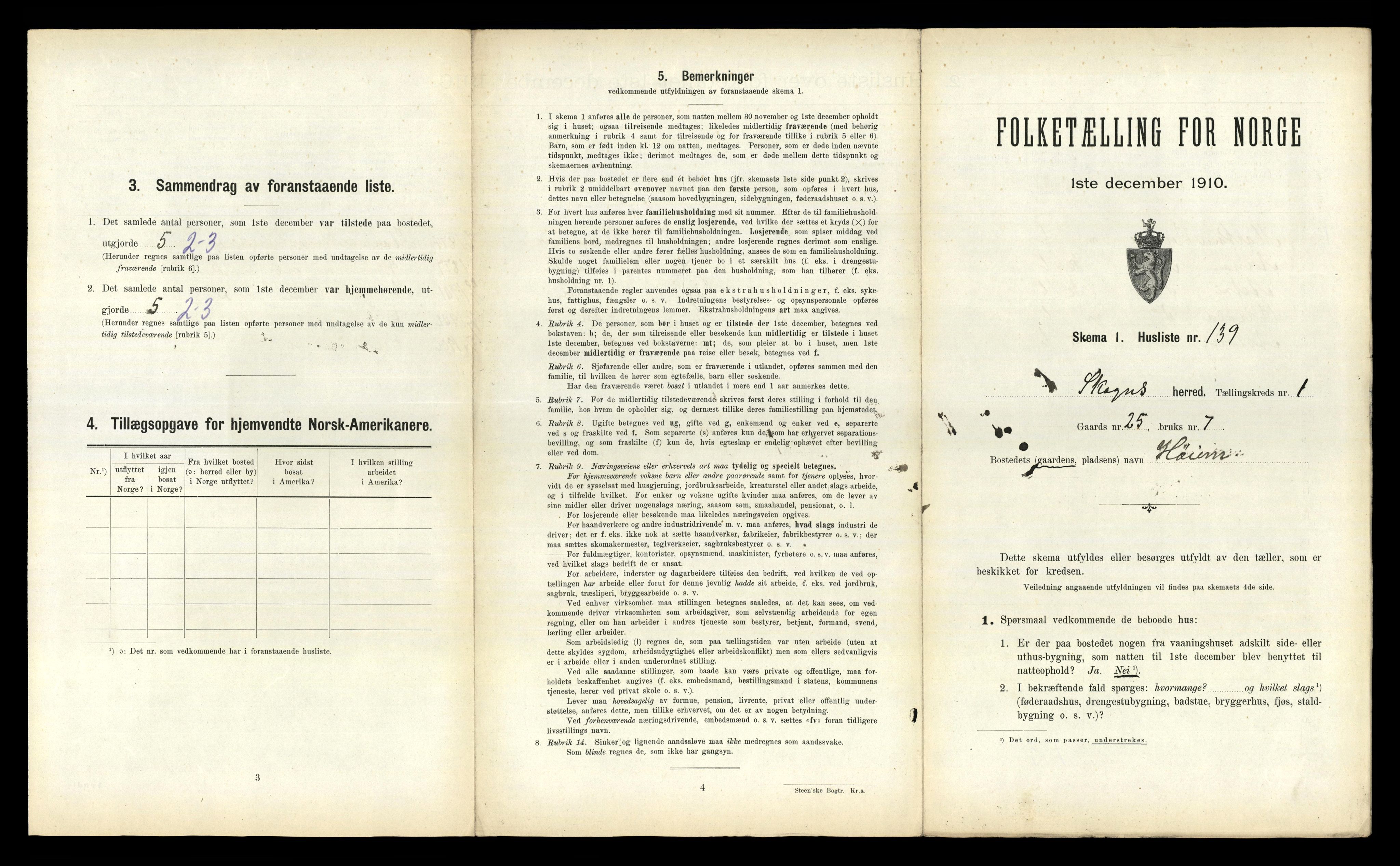 RA, 1910 census for Skogn, 1910, p. 314