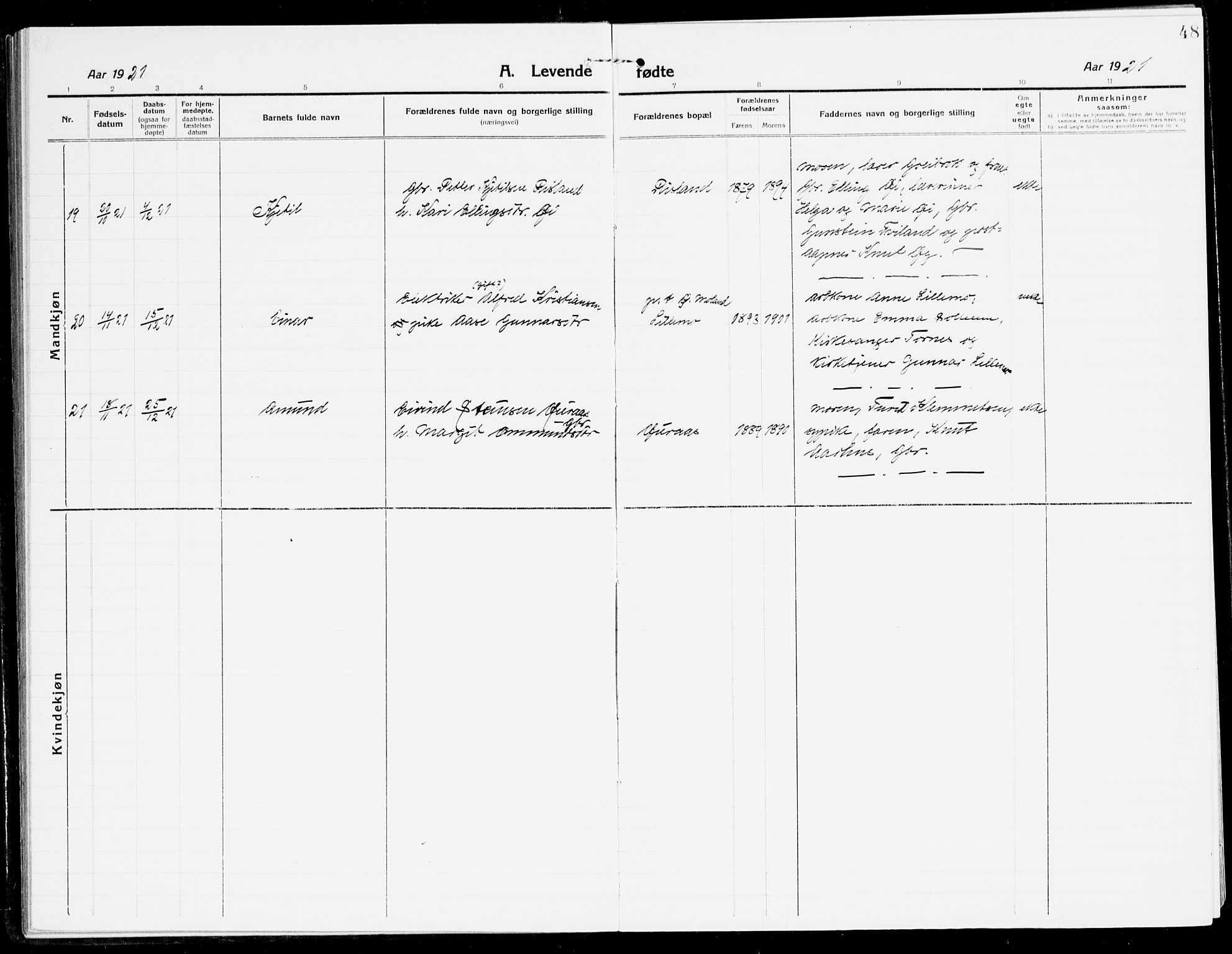 Åmli sokneprestkontor, AV/SAK-1111-0050/F/Fa/Fac/L0013: Parish register (official) no. A 13, 1914-1933, p. 48