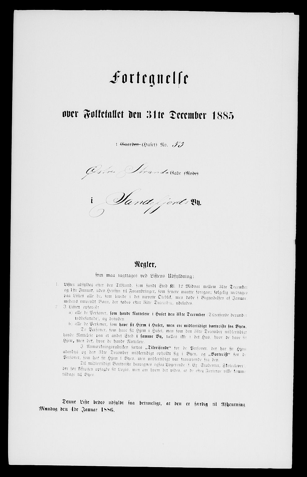 SAKO, 1885 census for 0706 Sandefjord, 1885, p. 53