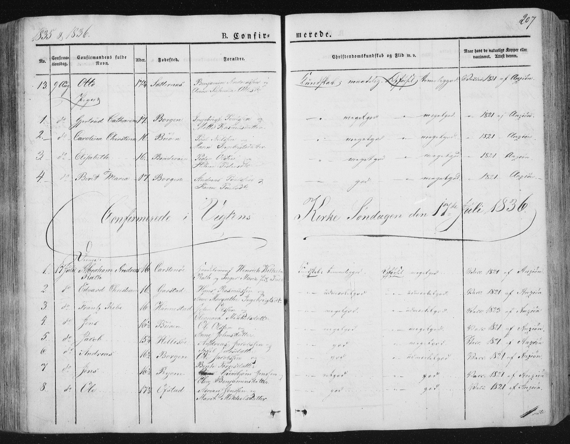 Ministerialprotokoller, klokkerbøker og fødselsregistre - Nord-Trøndelag, SAT/A-1458/784/L0669: Parish register (official) no. 784A04, 1829-1859, p. 207