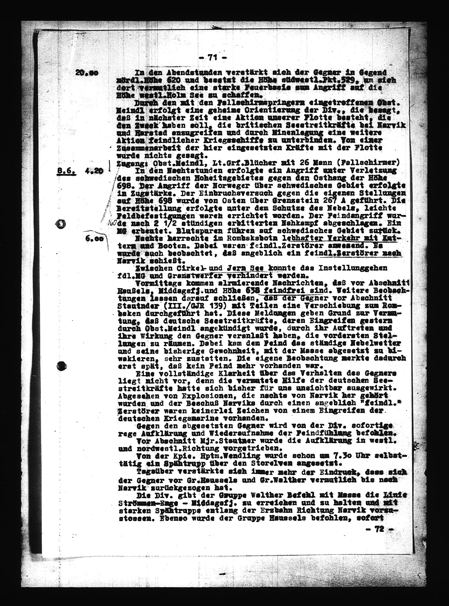 Documents Section, AV/RA-RAFA-2200/V/L0086: Amerikansk mikrofilm "Captured German Documents".
Box No. 725.  FKA jnr. 601/1954., 1940, p. 366