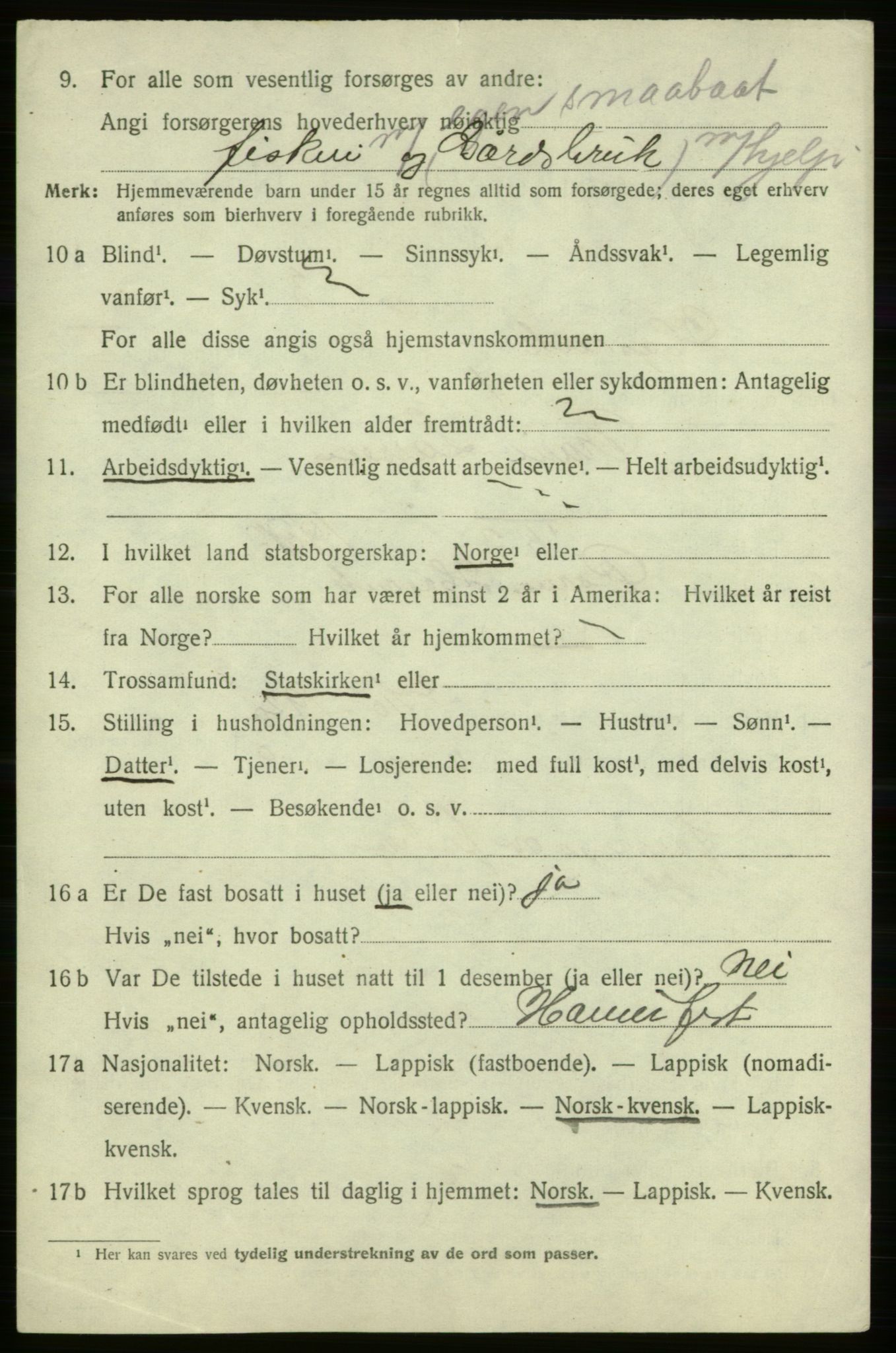 SATØ, 1920 census for Hasvik, 1920, p. 508