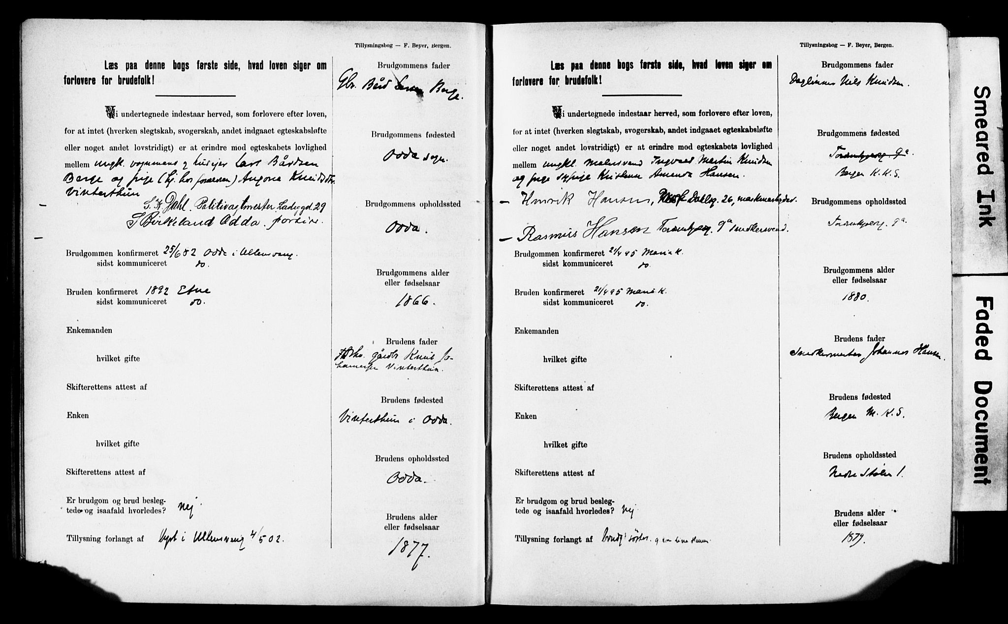 Mariakirken Sokneprestembete, AV/SAB-A-76901: Best man's statements no. II.5.2, 1901-1909, p. 28