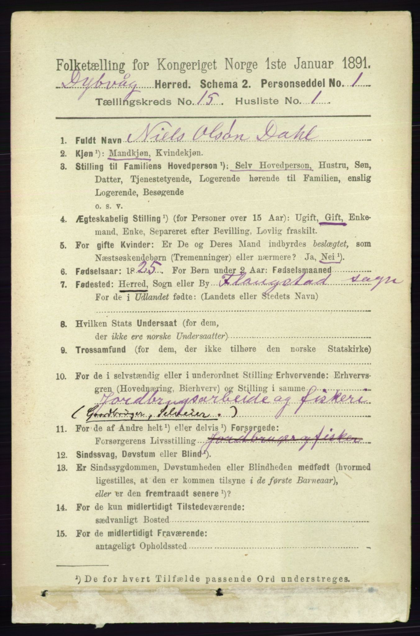 RA, 1891 census for 0915 Dypvåg, 1891, p. 6130