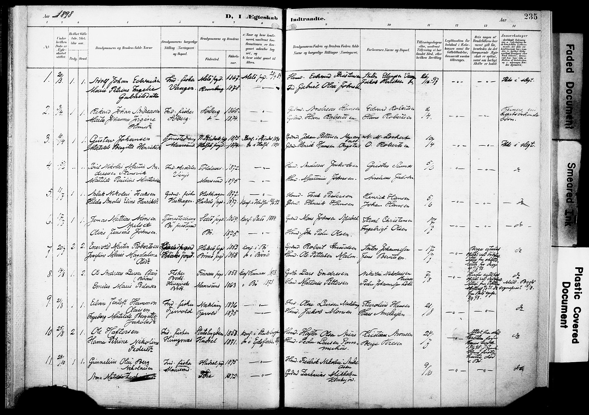 Ministerialprotokoller, klokkerbøker og fødselsregistre - Nordland, SAT/A-1459/891/L1305: Parish register (official) no. 891A10, 1895-1921, p. 235