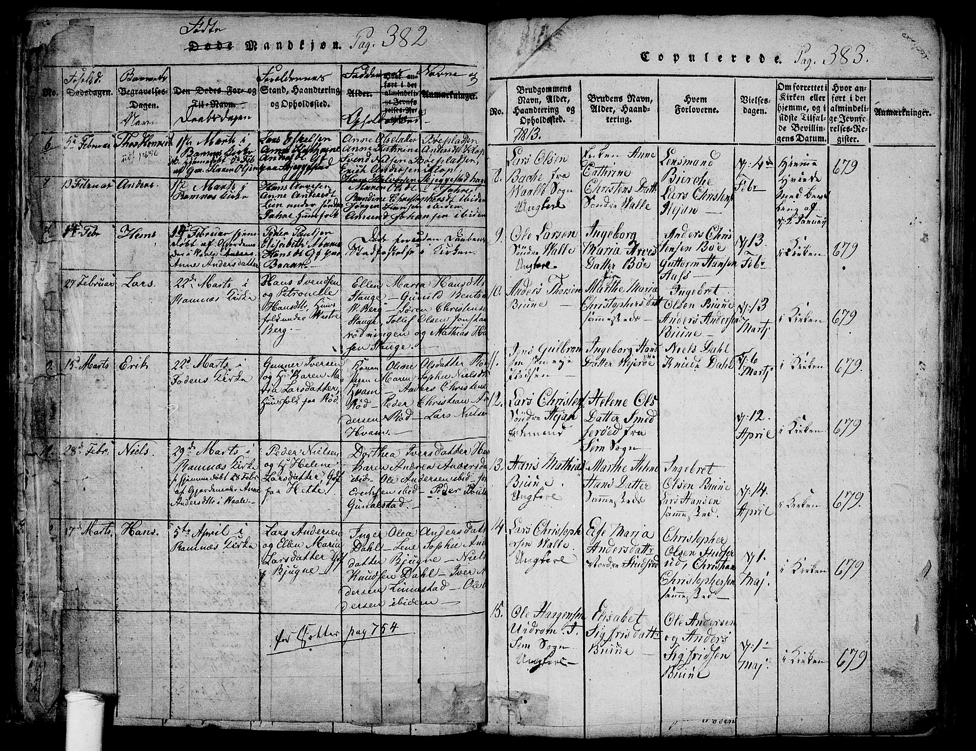 Ramnes kirkebøker, SAKO/A-314/F/Fa/L0004: Parish register (official) no. I 4, 1813-1840, p. 382-383