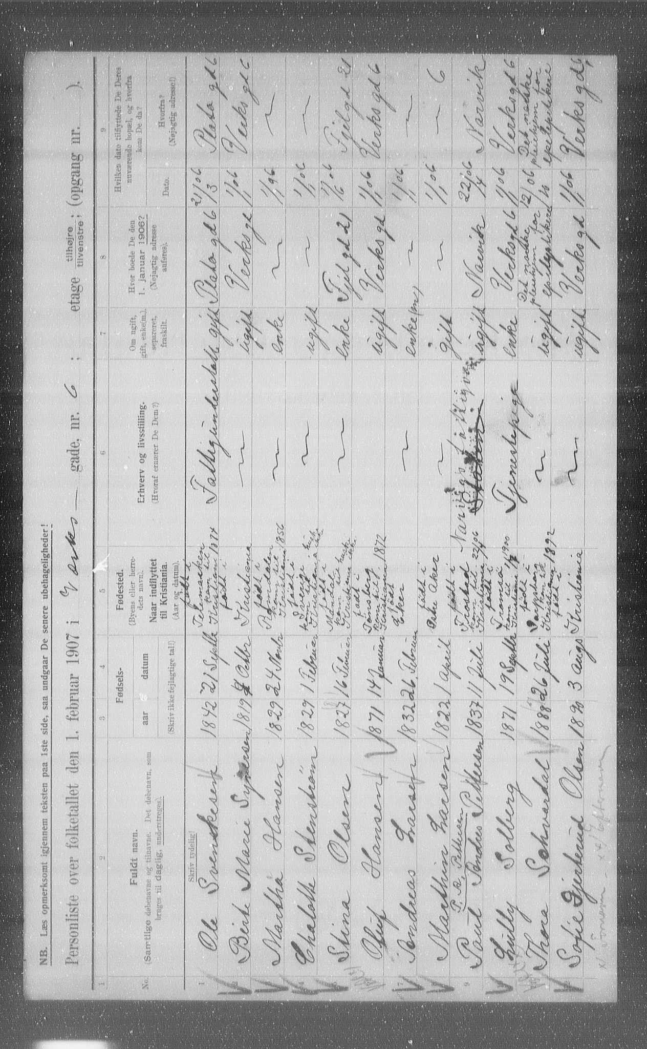 OBA, Municipal Census 1907 for Kristiania, 1907, p. 61994