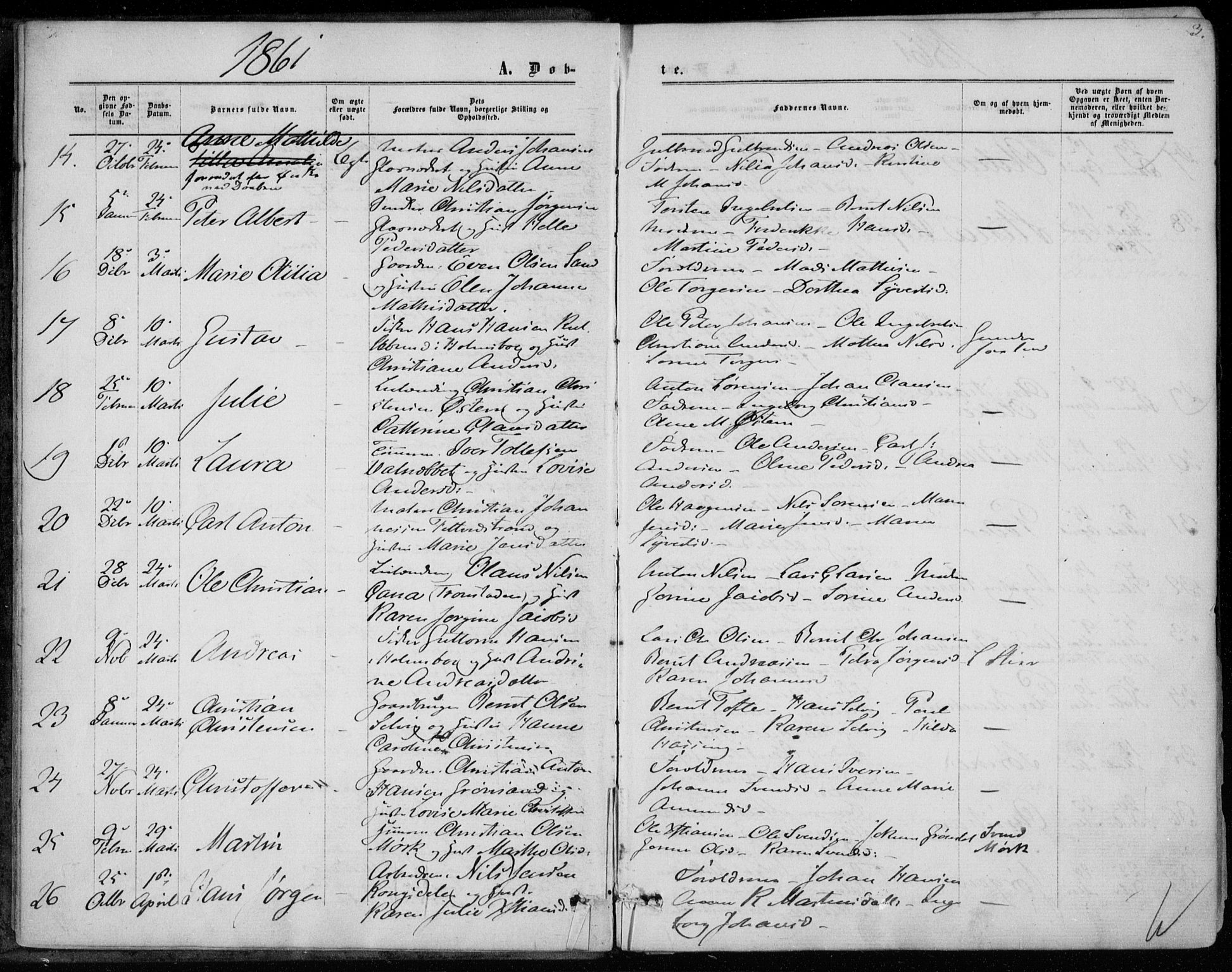 Hurum kirkebøker, SAKO/A-229/F/Fa/L0012: Parish register (official) no. 12, 1861-1875, p. 3