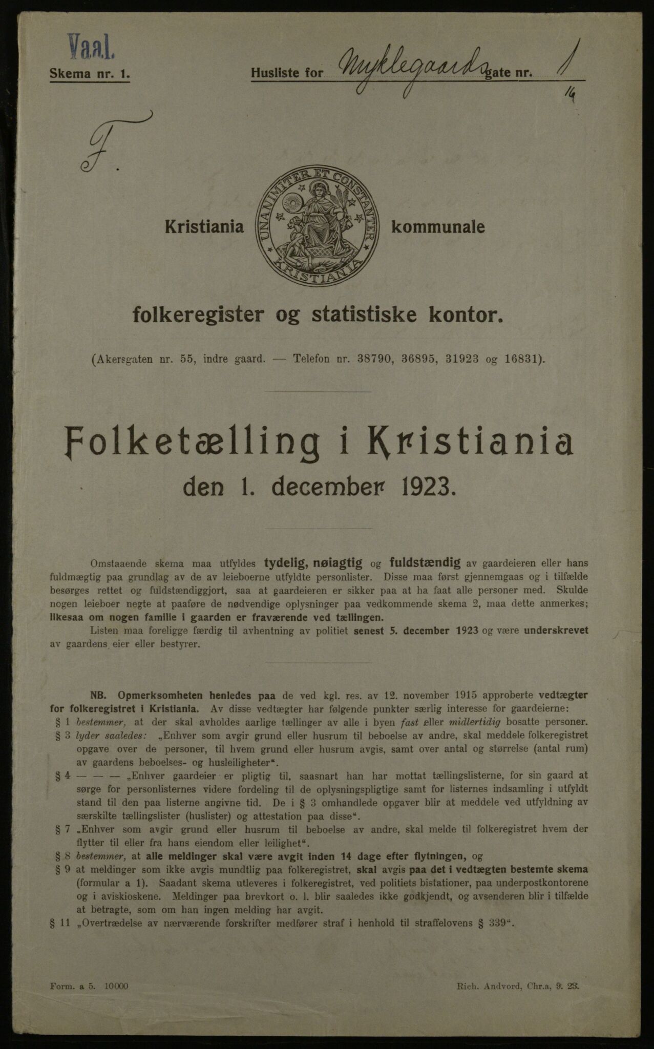 OBA, Municipal Census 1923 for Kristiania, 1923, p. 75133