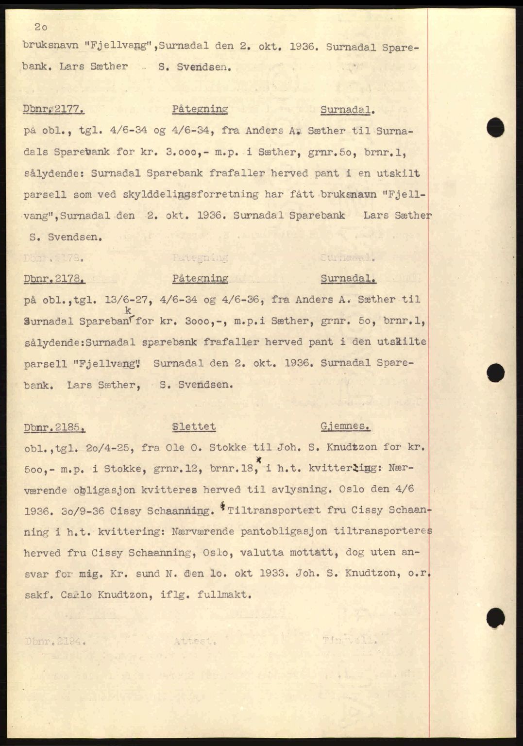 Nordmøre sorenskriveri, AV/SAT-A-4132/1/2/2Ca: Mortgage book no. C80, 1936-1939, Diary no: : 2177/1936