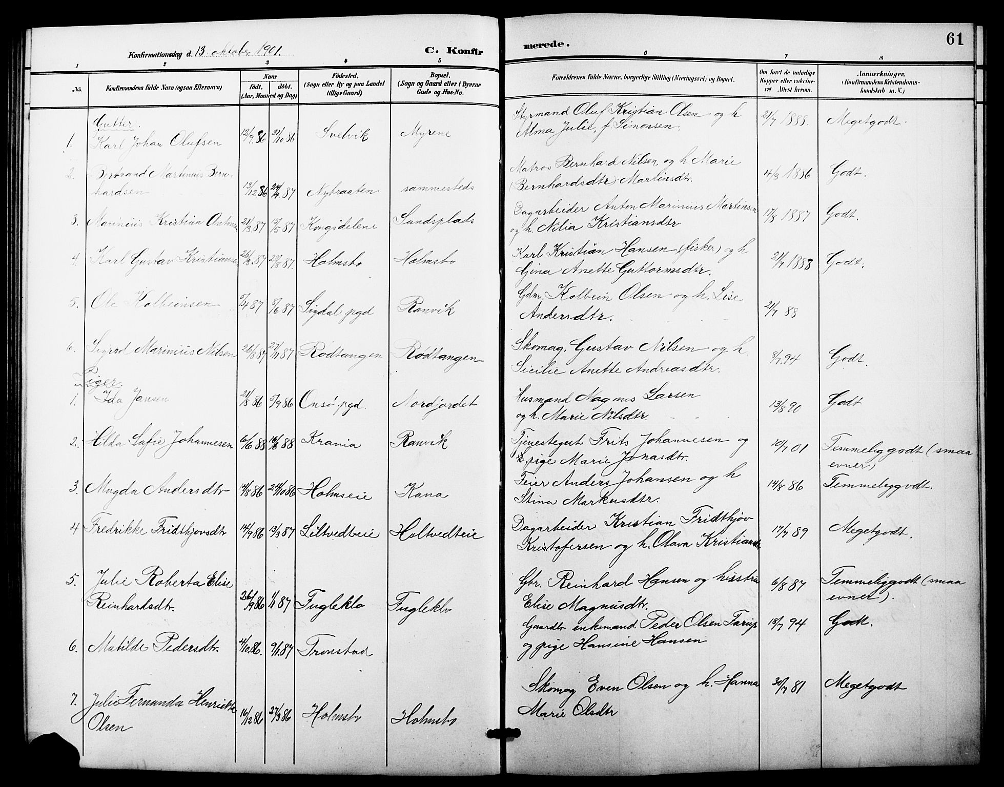 Hurum kirkebøker, SAKO/A-229/G/Gc/L0001: Parish register (copy) no. III 1, 1901-1925, p. 61