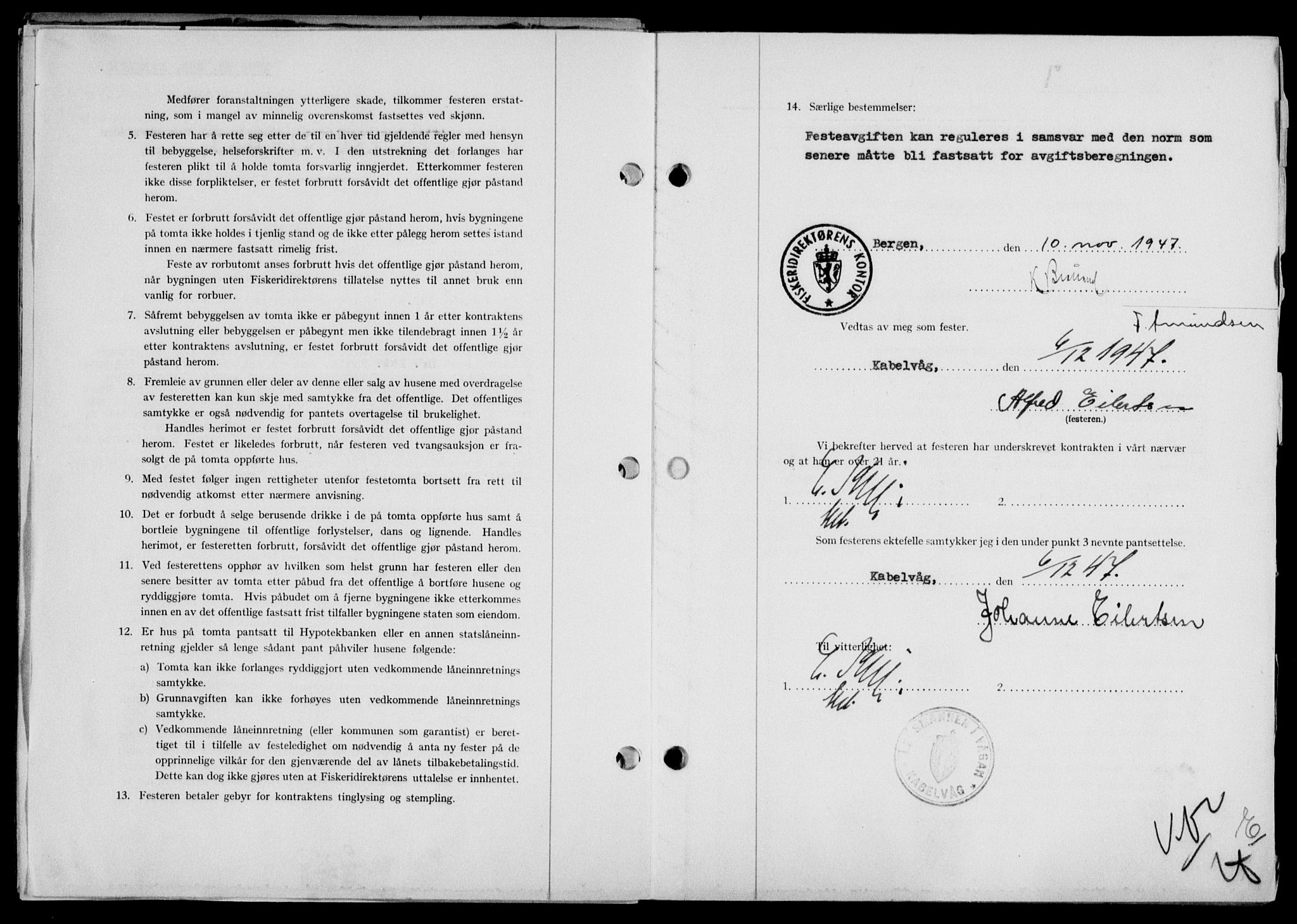 Lofoten sorenskriveri, SAT/A-0017/1/2/2C/L0017a: Mortgage book no. 17a, 1947-1948, Diary no: : 2098/1947
