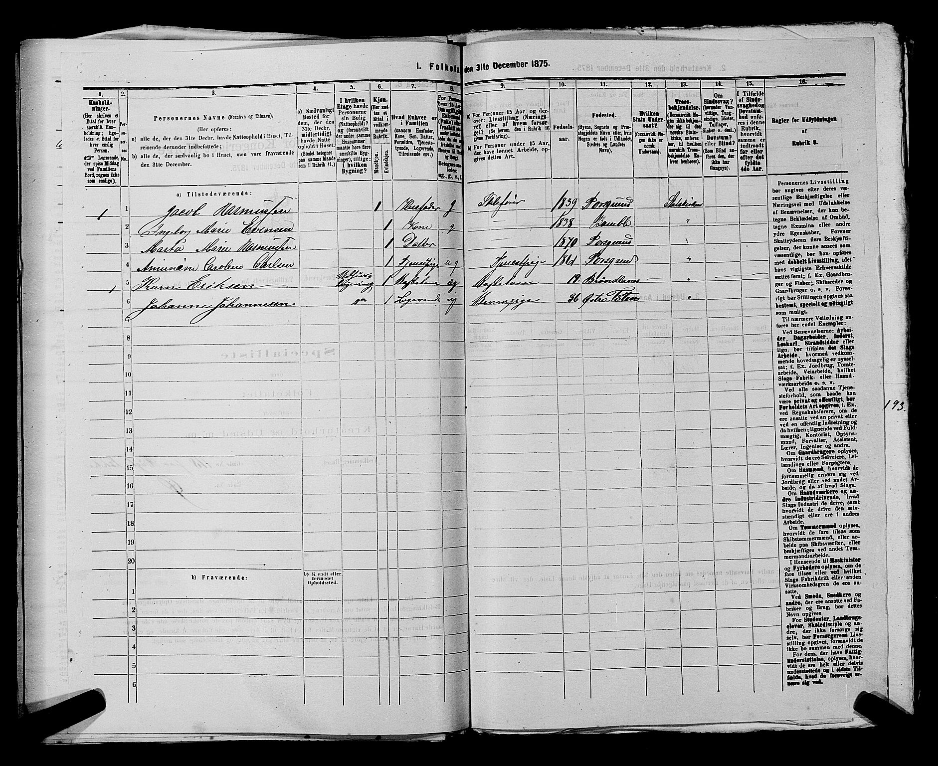 SAKO, 1875 census for 0805P Porsgrunn, 1875, p. 386