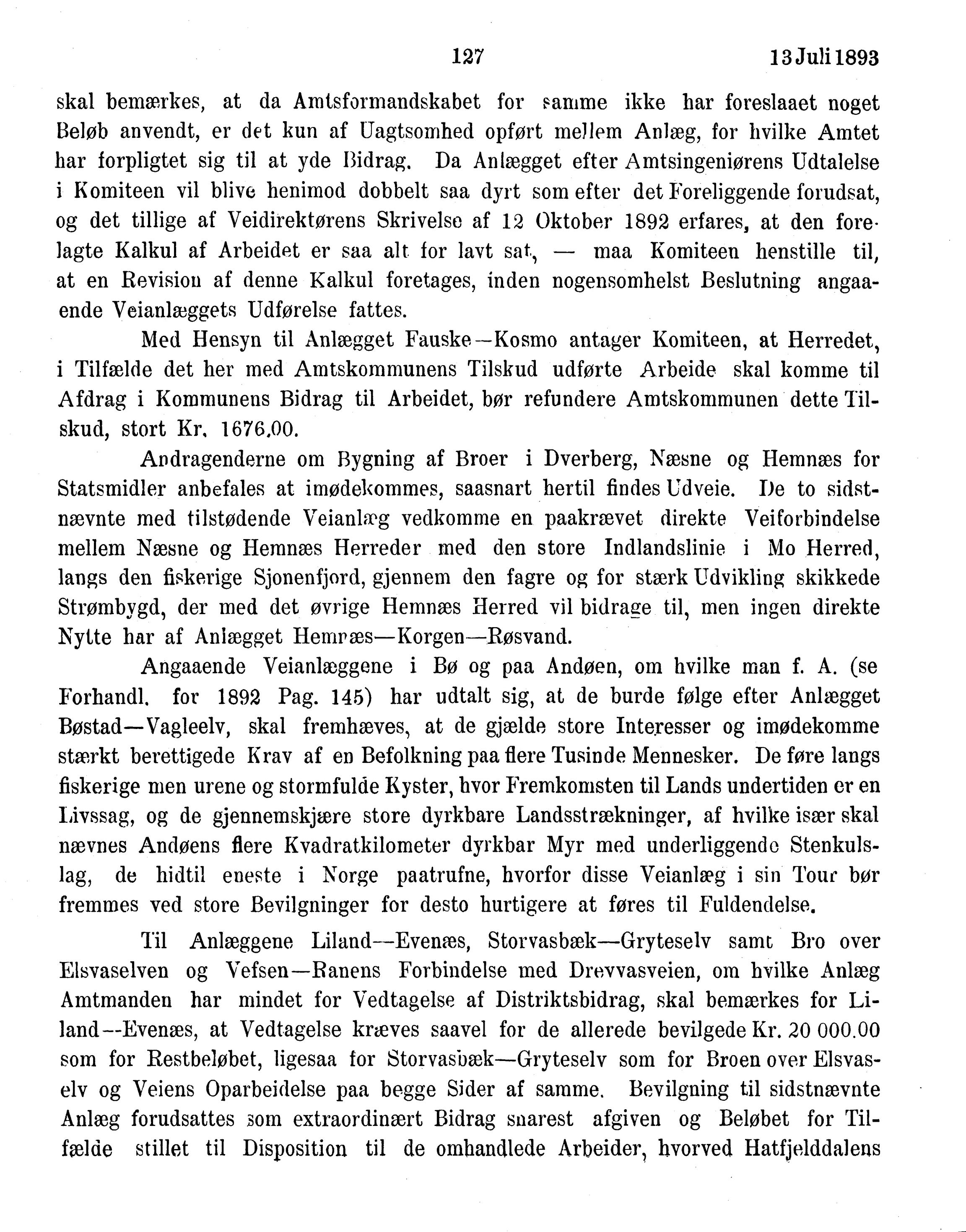 Nordland Fylkeskommune. Fylkestinget, AIN/NFK-17/176/A/Ac/L0016: Fylkestingsforhandlinger 1891-1893, 1891-1893