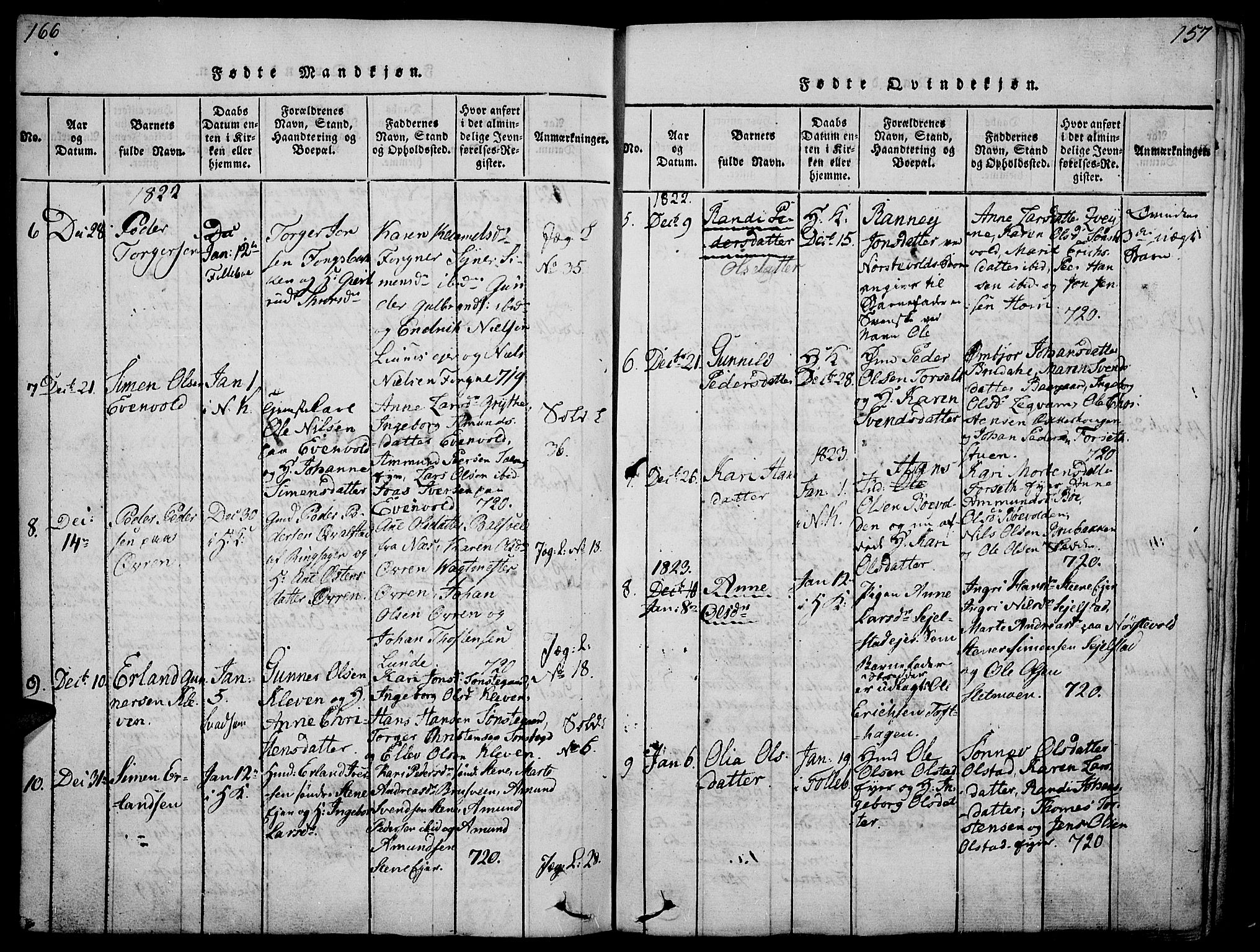 Gausdal prestekontor, AV/SAH-PREST-090/H/Ha/Haa/L0005: Parish register (official) no. 5, 1817-1829, p. 156-157