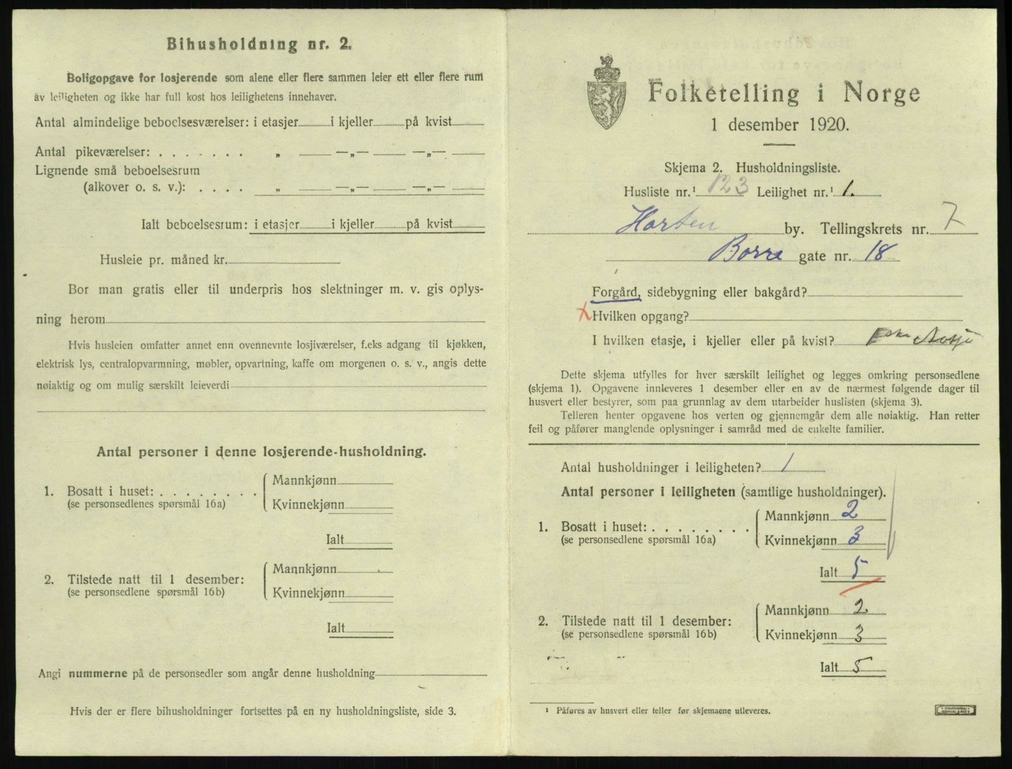 SAKO, 1920 census for Horten, 1920, p. 7649