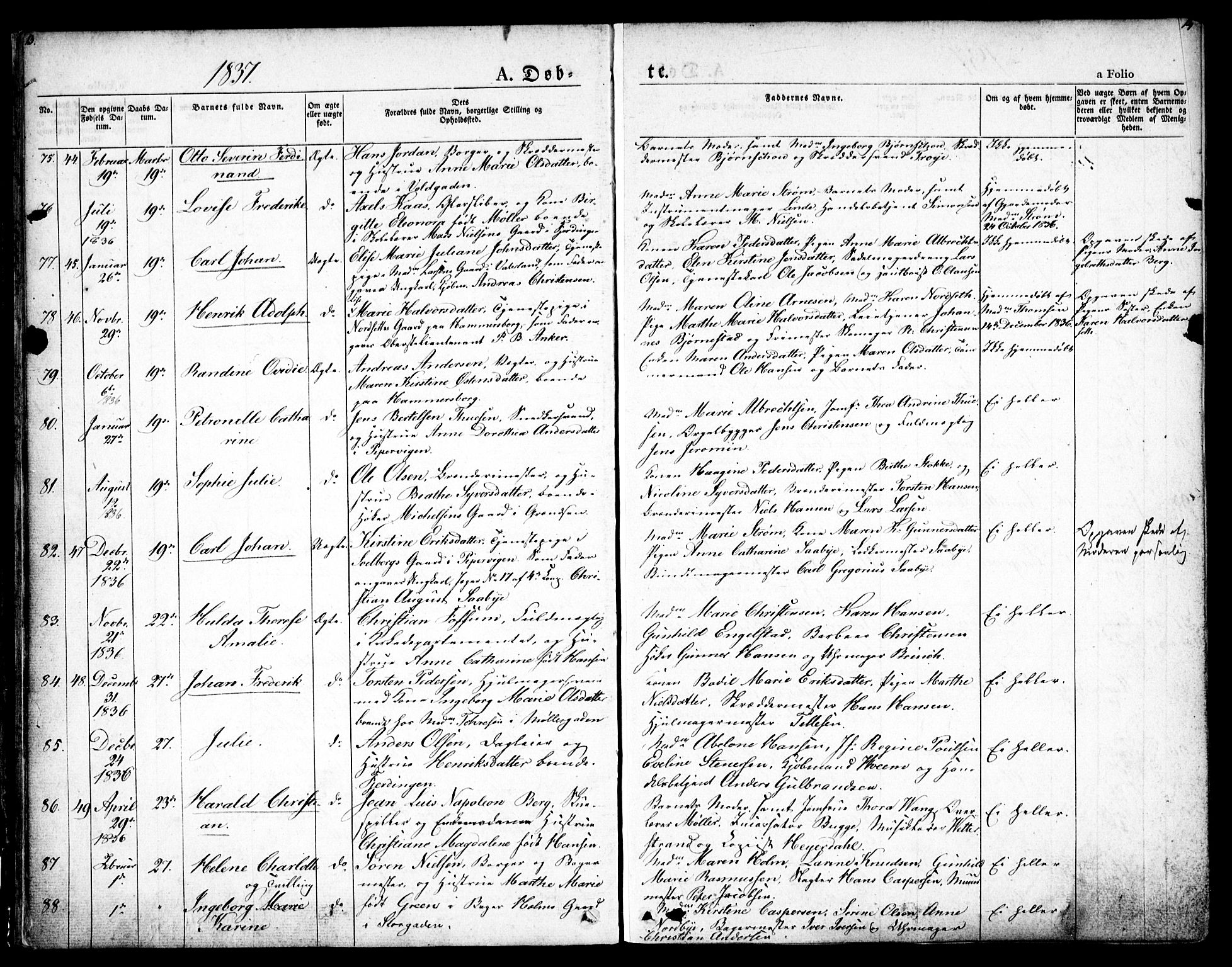 Oslo domkirke Kirkebøker, SAO/A-10752/F/Fa/L0012: Parish register (official) no. 12, 1837-1845, p. 13-14