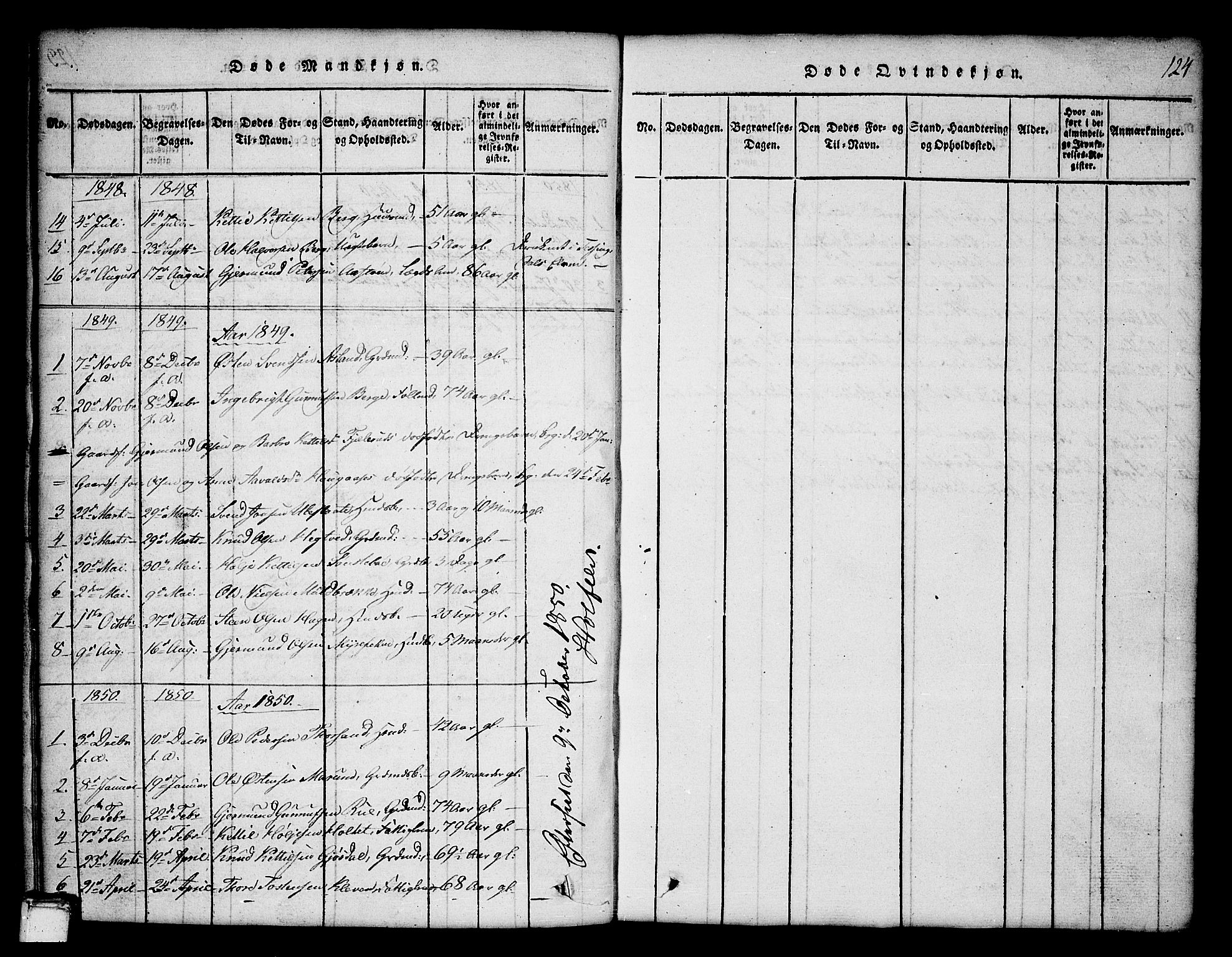 Tinn kirkebøker, SAKO/A-308/G/Ga/L0001: Parish register (copy) no. I 1, 1815-1850, p. 124