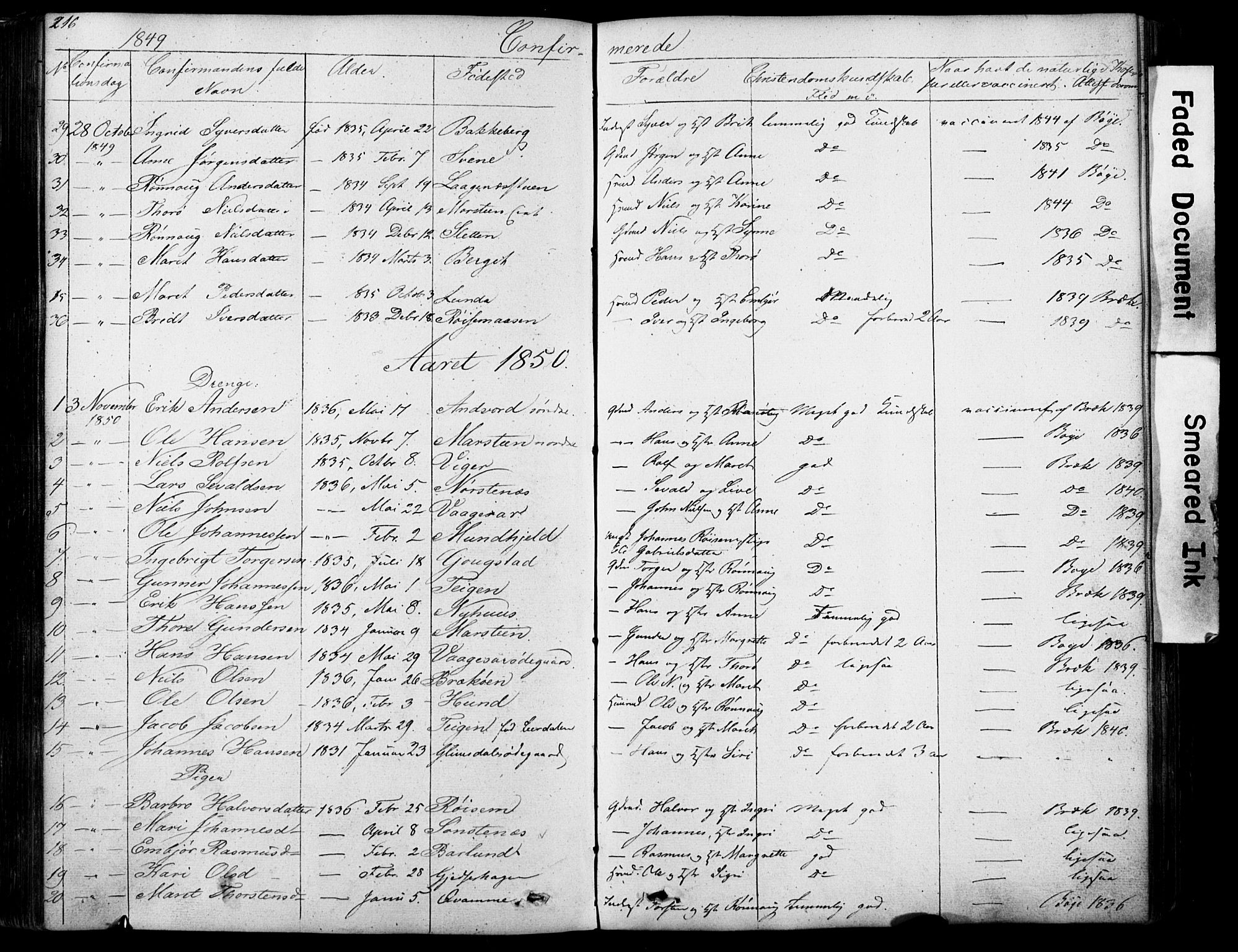 Lom prestekontor, SAH/PREST-070/L/L0012: Parish register (copy) no. 12, 1845-1873, p. 216-217