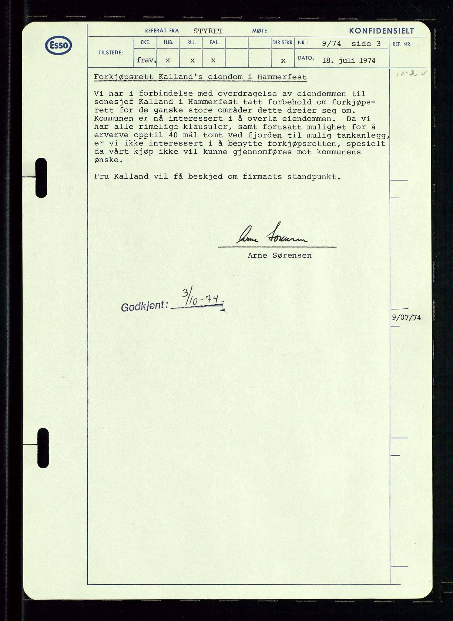 Pa 0982 - Esso Norge A/S, AV/SAST-A-100448/A/Aa/L0003/0002: Den administrerende direksjon Board minutes (styrereferater) og Bedriftforsamlingsprotokoll / Den administrerende direksjon Board minutes (styrereferater), 1970-1974, p. 26