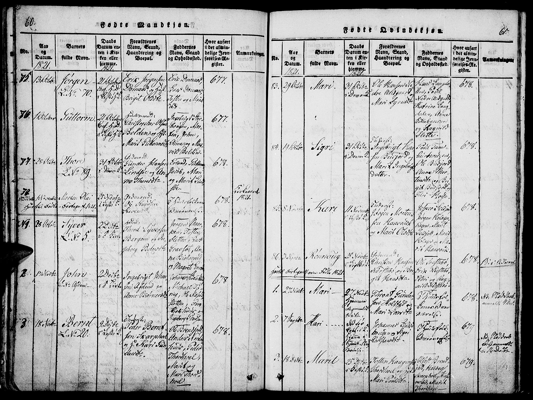 Lesja prestekontor, SAH/PREST-068/H/Ha/Haa/L0004: Parish register (official) no. 4, 1820-1829, p. 60-61