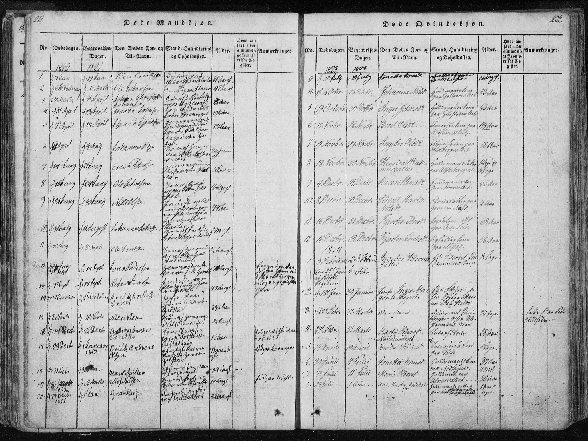 Ministerialprotokoller, klokkerbøker og fødselsregistre - Nord-Trøndelag, AV/SAT-A-1458/717/L0148: Parish register (official) no. 717A04 /1, 1816-1825, p. 201-202