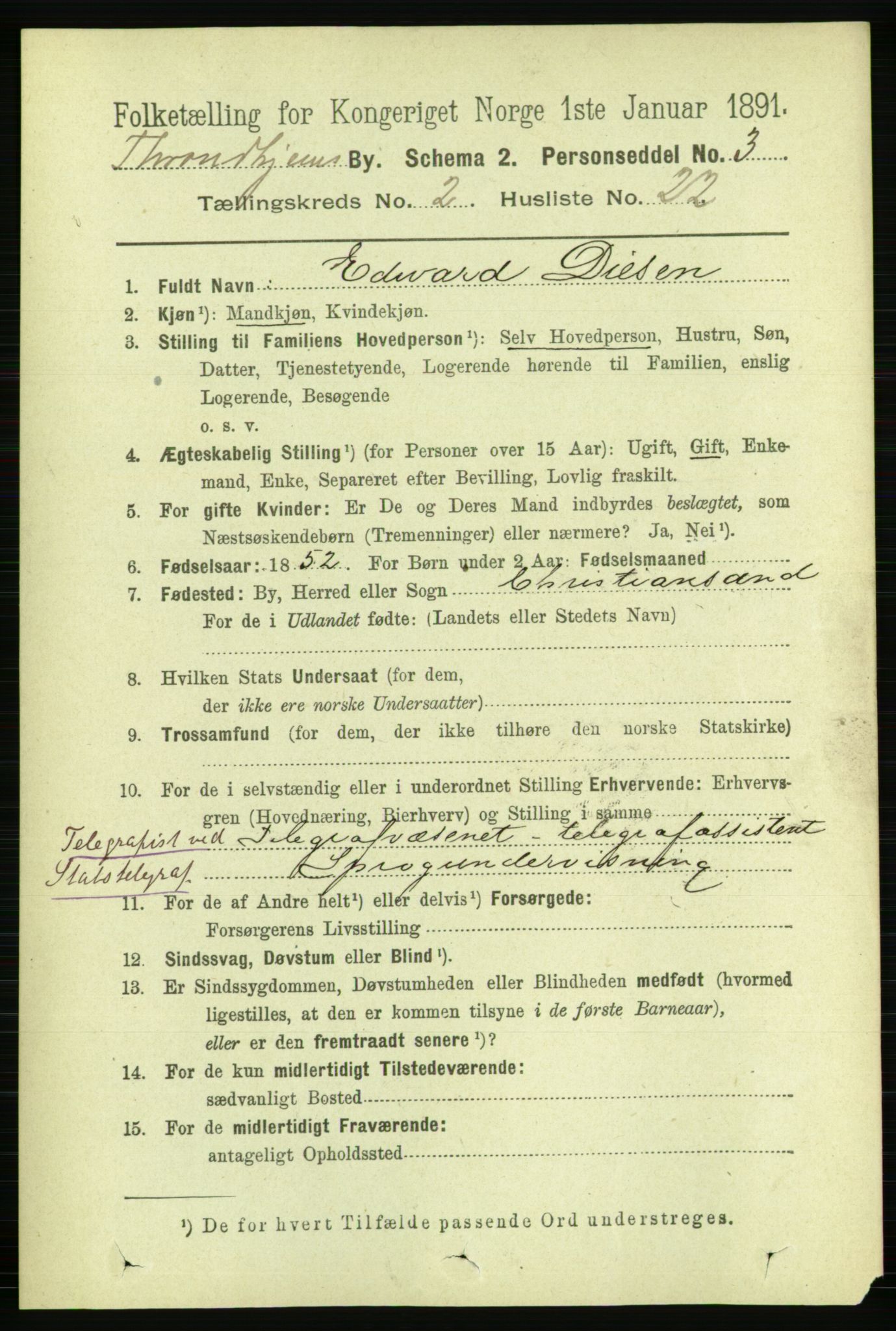 RA, 1891 census for 1601 Trondheim, 1891, p. 3421