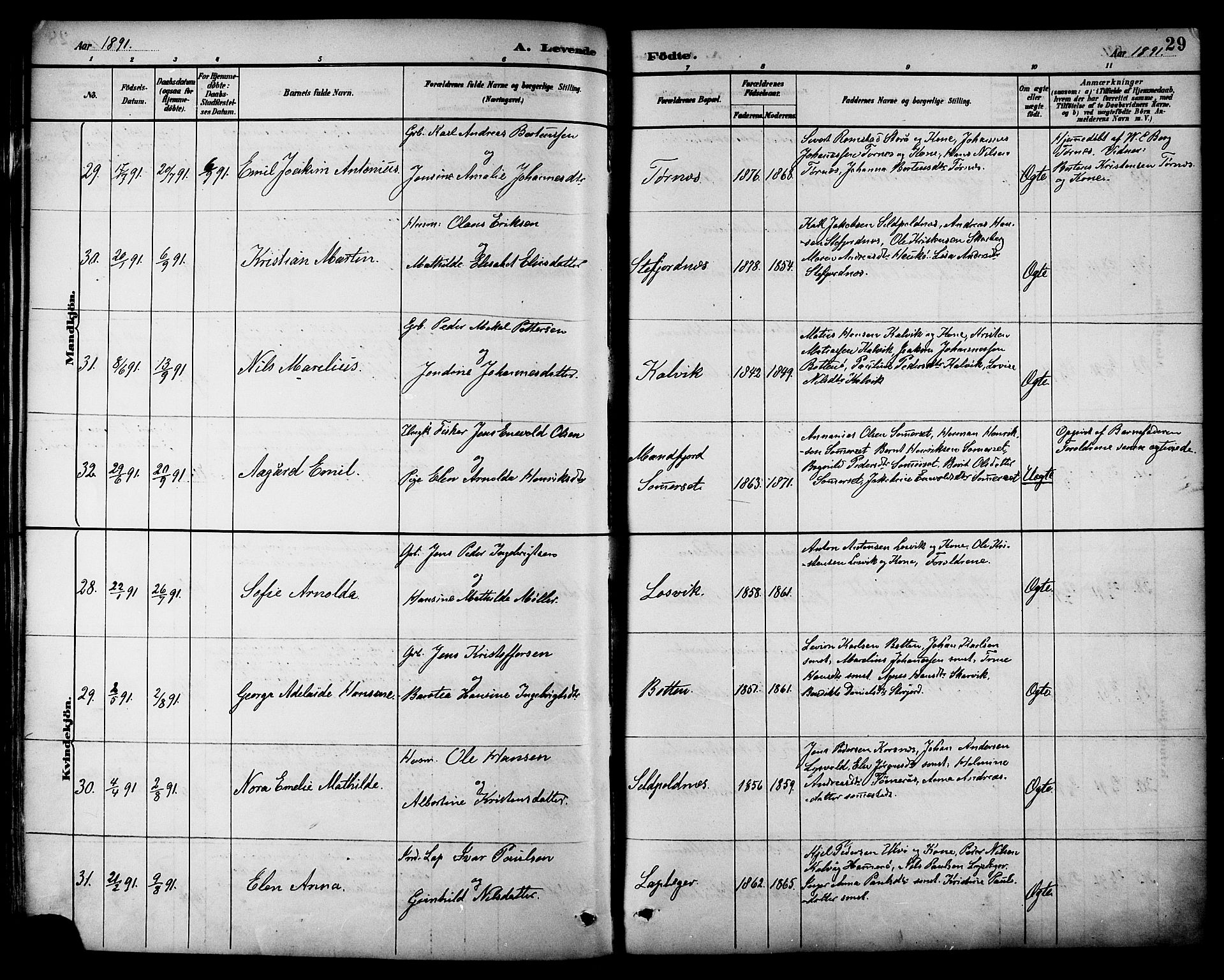 Ministerialprotokoller, klokkerbøker og fødselsregistre - Nordland, AV/SAT-A-1459/861/L0869: Parish register (official) no. 861A04, 1889-1903, p. 29